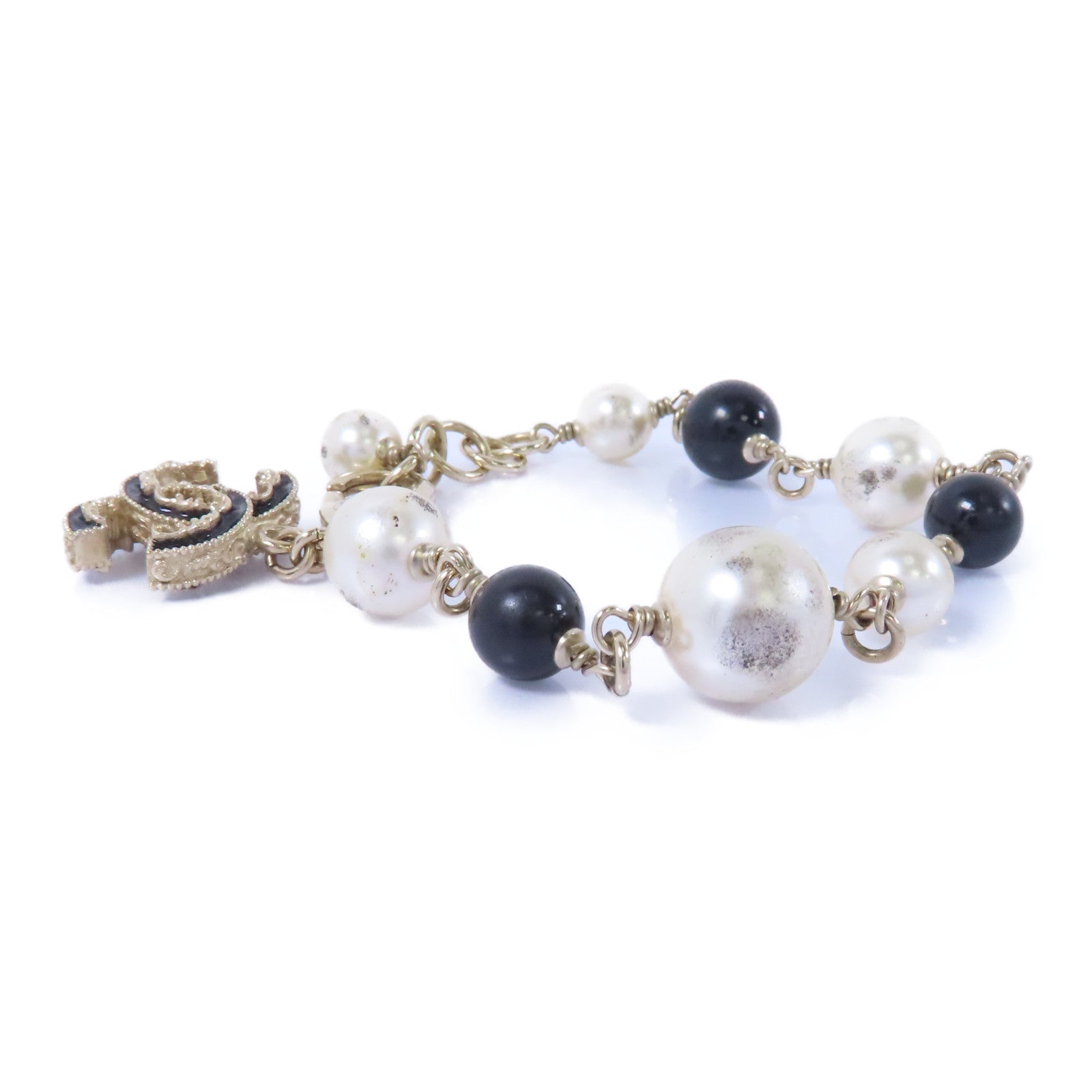CHANEL PVC/金屬Bracelet手鏈白色/黑色金色