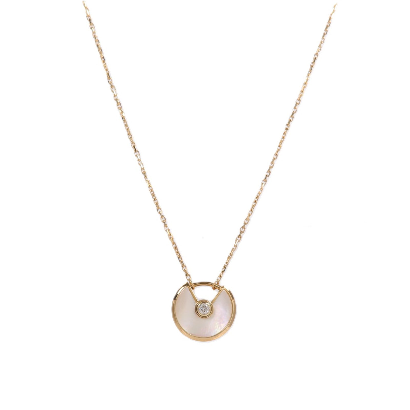 CARTIER 18K黃金Amulette de Cartier珍珠母貝/鑽石項鍊