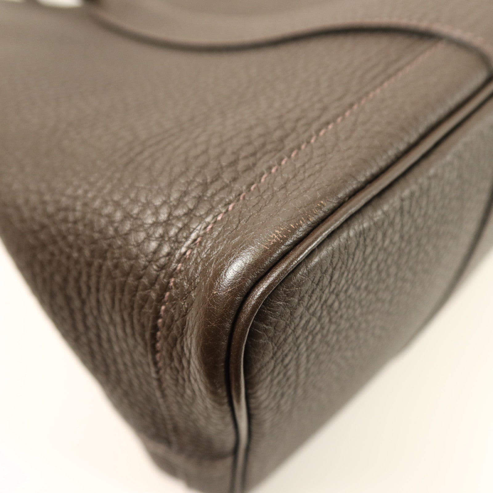 HERMES Negonda皮革Garden Party PM銀扣手挽袋 Chocolat