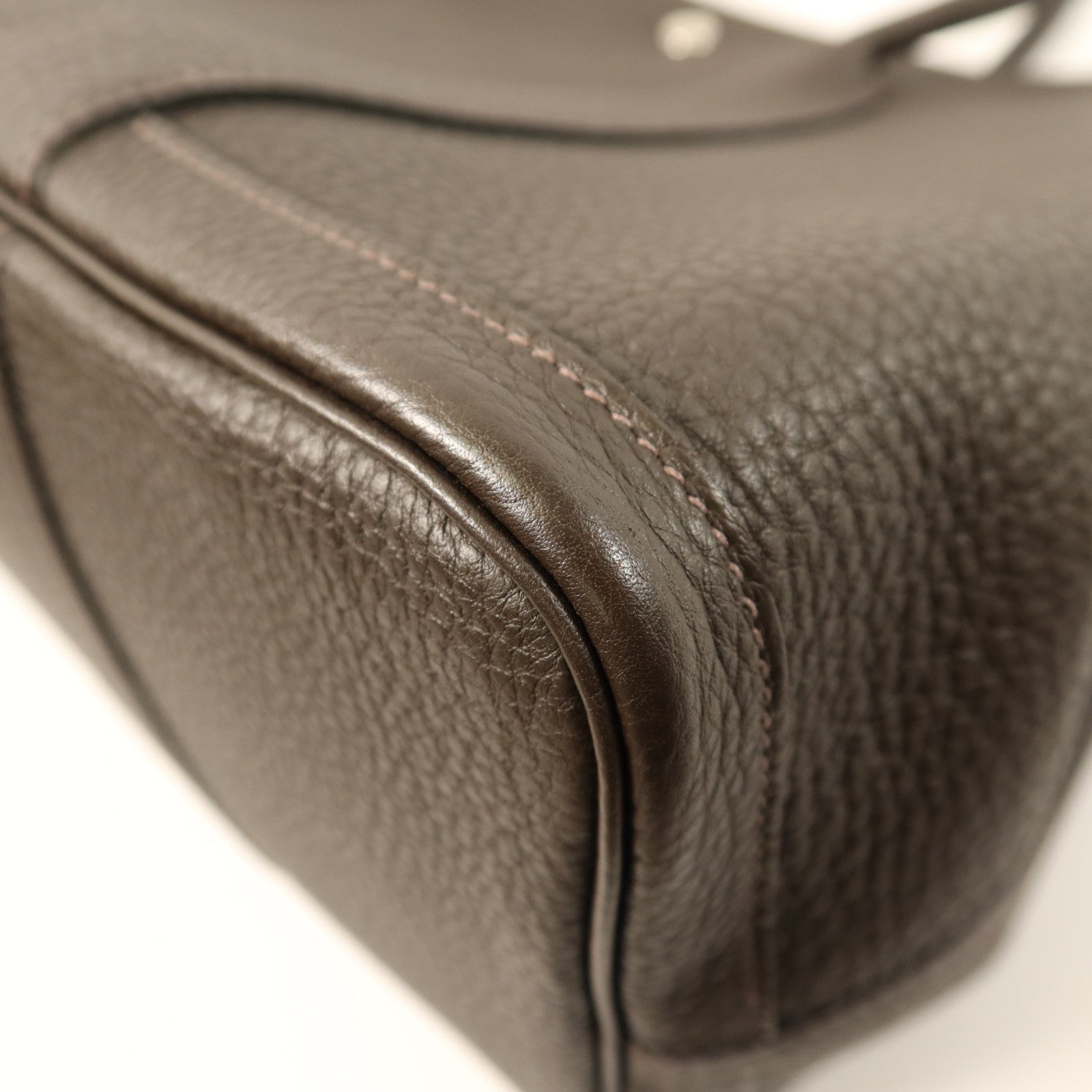 HERMES Negonda皮革Garden Party PM銀扣手挽袋 Chocolat
