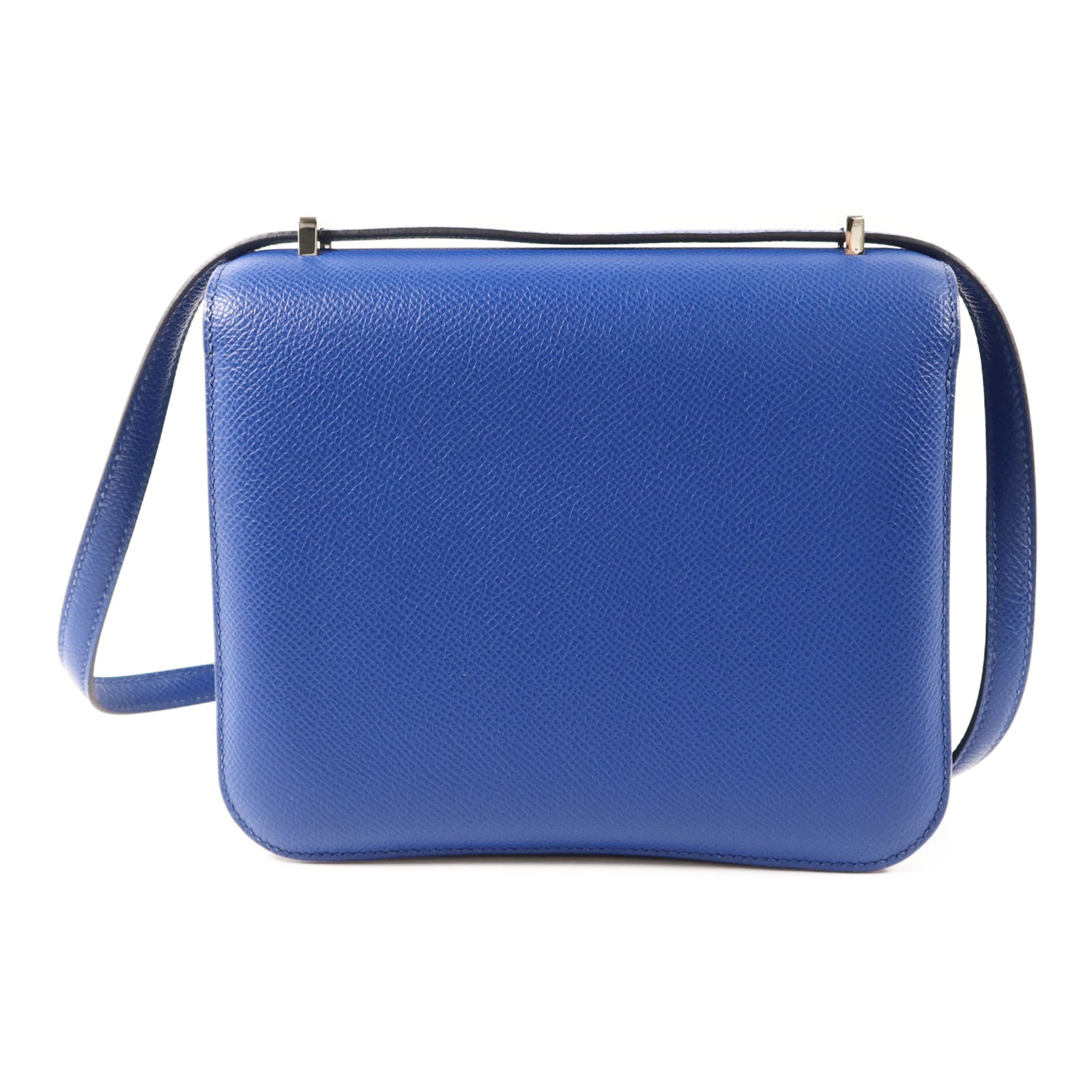 HERMES 【激減優惠】Epsom皮革Constance Mini銀扣手挽肩背兩用袋Bleu France