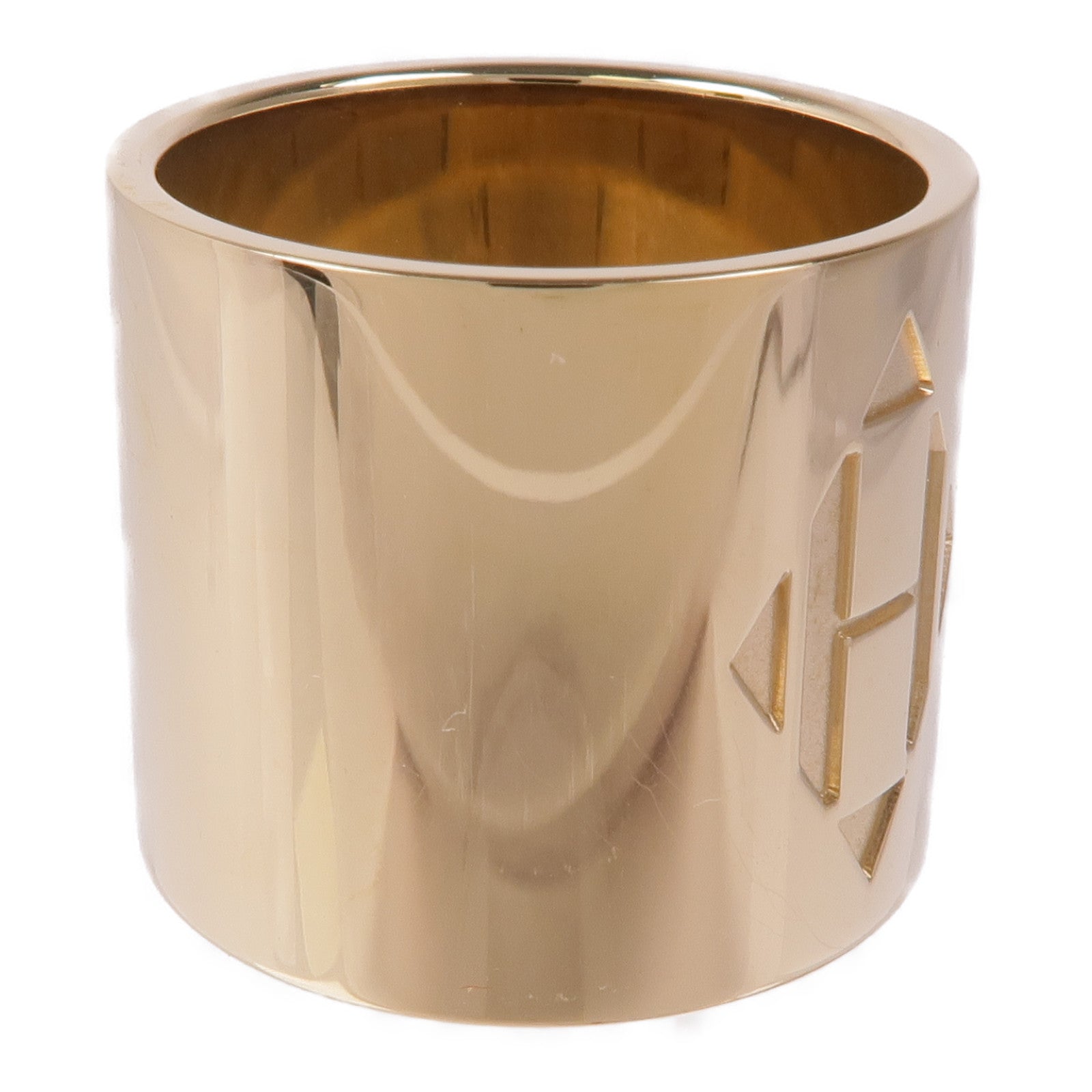HERMES H Diamant Scarf Ring Metal Gold