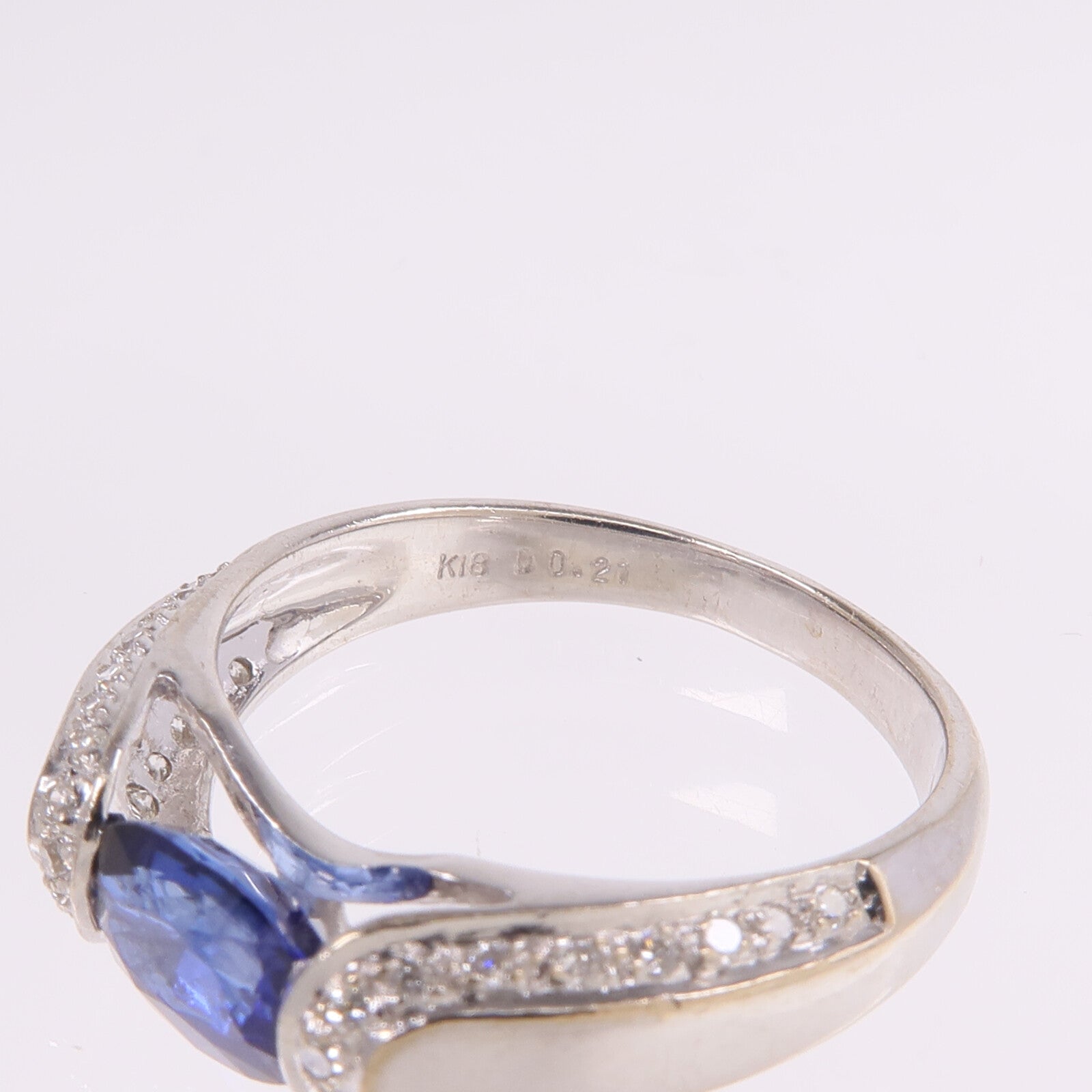 JEWELRY 18K白金Sapphire Diamond Ring藍寶石/鑽石戒指US#6.75