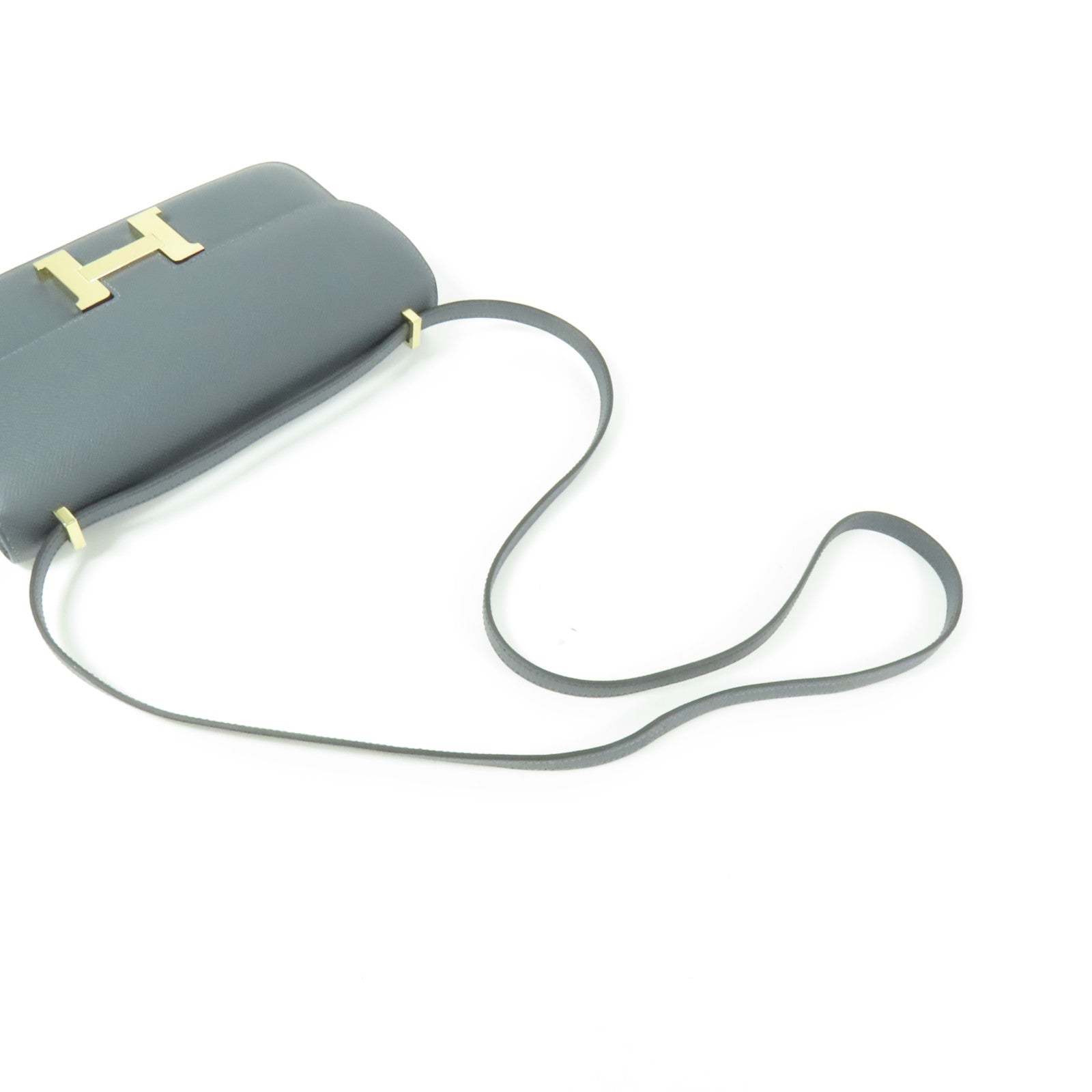HERMES 【激減優惠】Epsom皮革Constance Elan金扣肩背袋Gris Misty