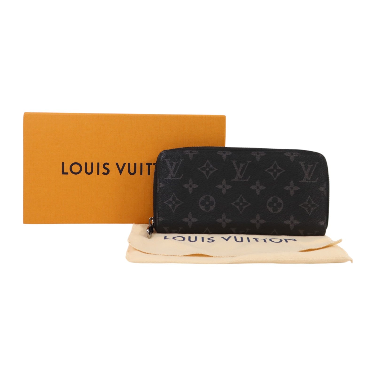 LOUIS VUITTON Monogram Eclipse Zippy Wallet Horizontal銀扣長錢包