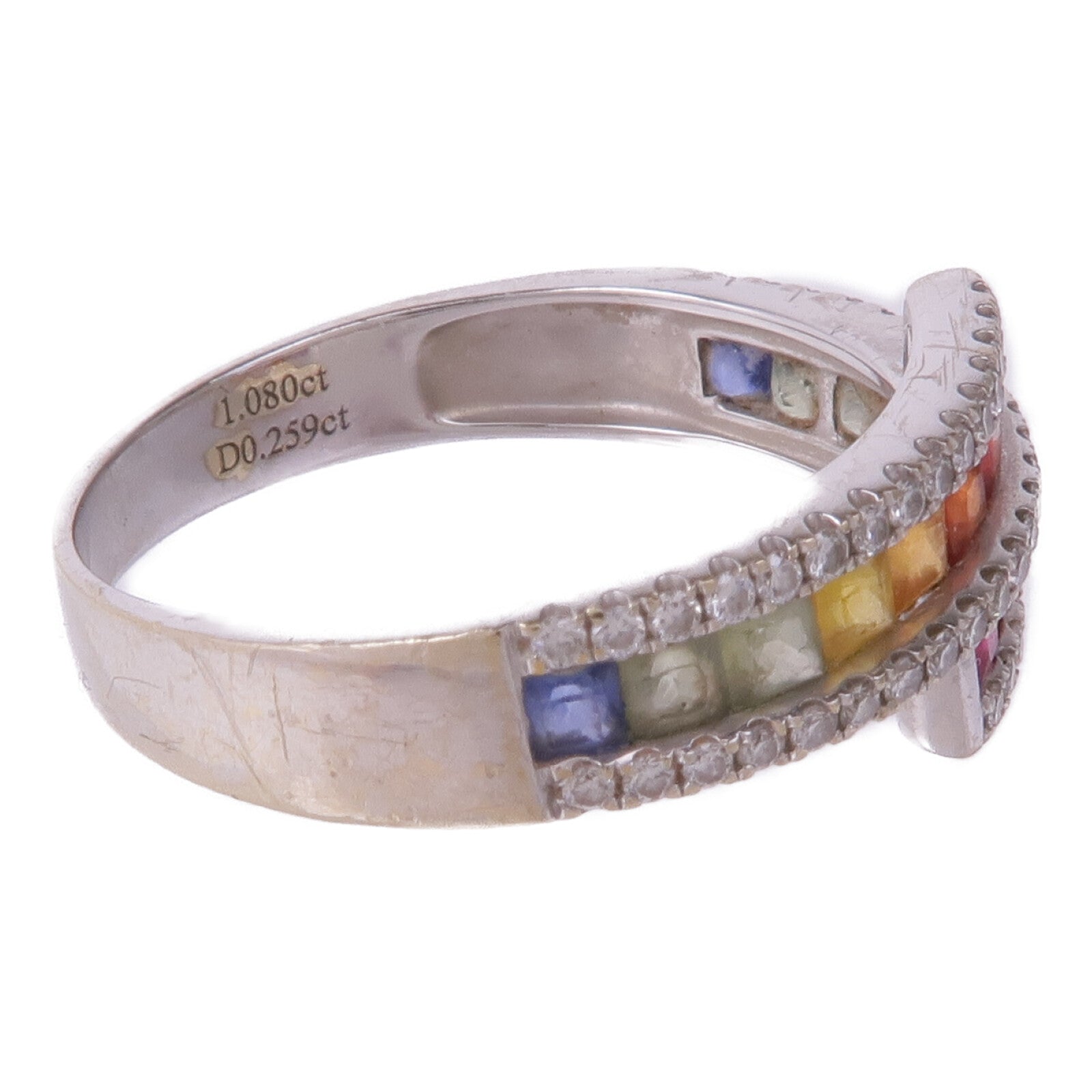 JEWELRY 18K白金Color Stone/Diamond Ring彩色寶石/鑽石戒指US#7.5