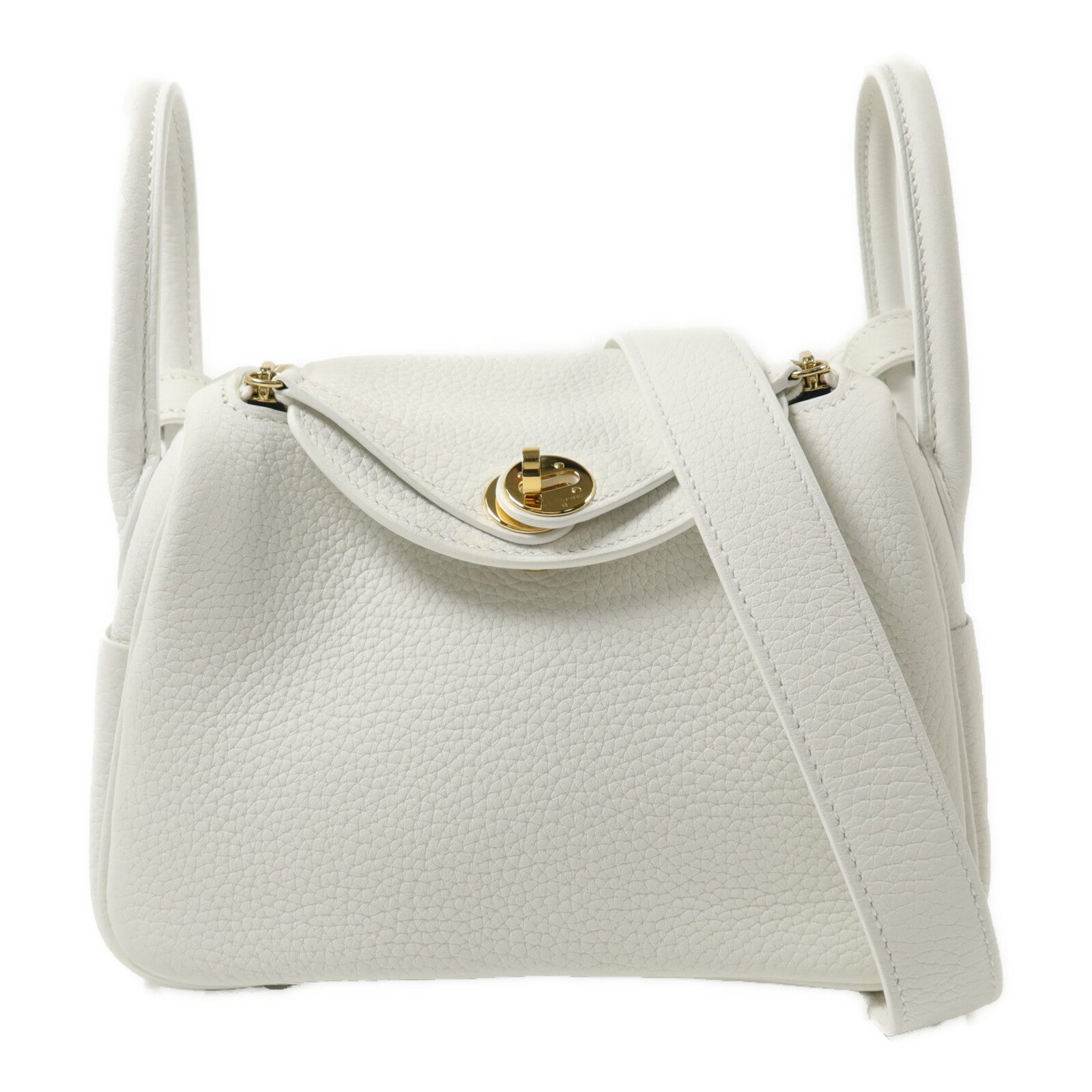 HERMES Clemence皮革Mini Lindy手挽肩背兩用袋New White