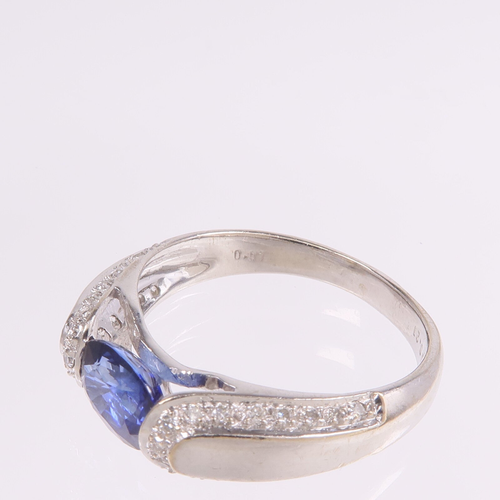 JEWELRY 18K白金Sapphire Diamond Ring藍寶石/鑽石戒指US#6.75