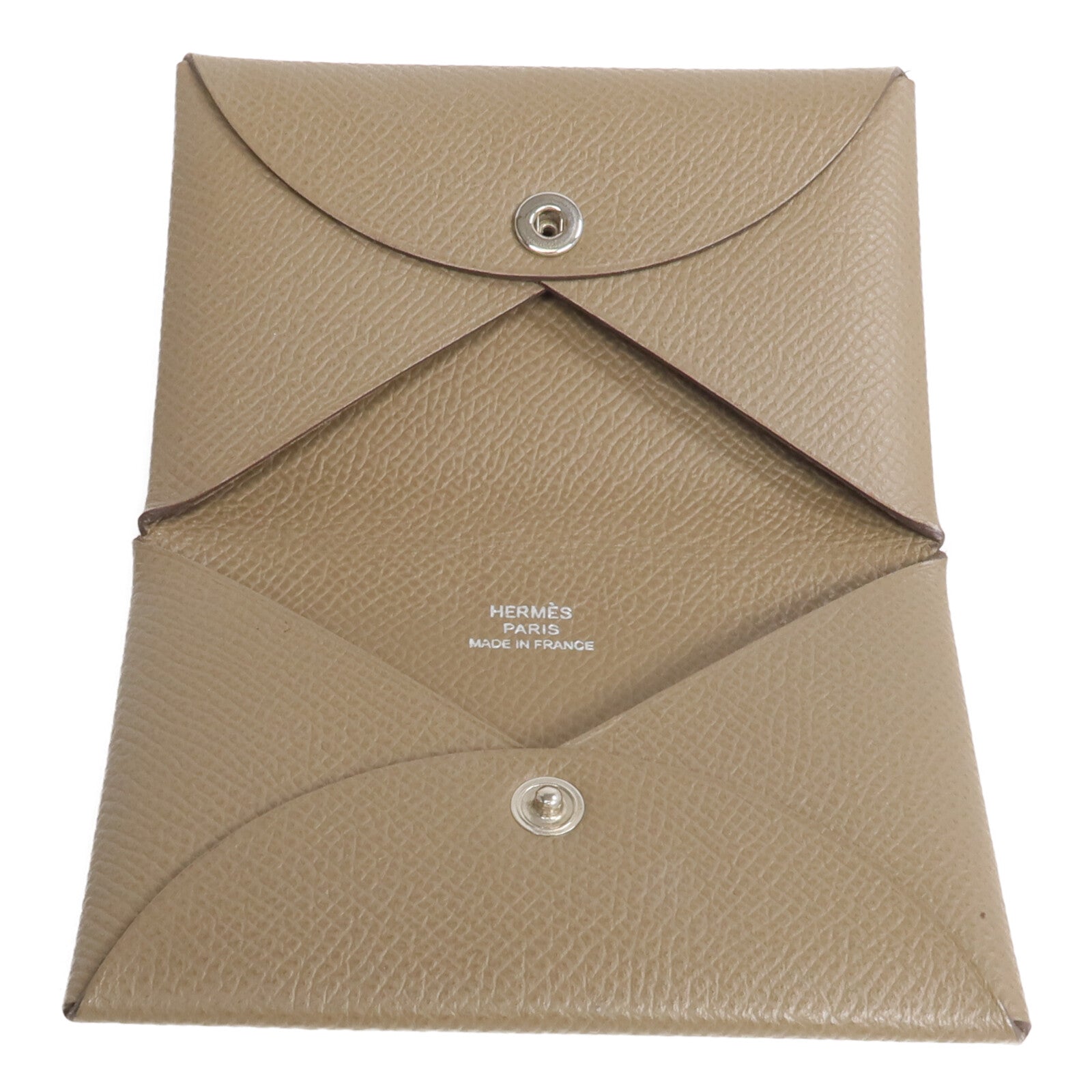 HERMES Epsom皮革Calvi卡片套Etoupe