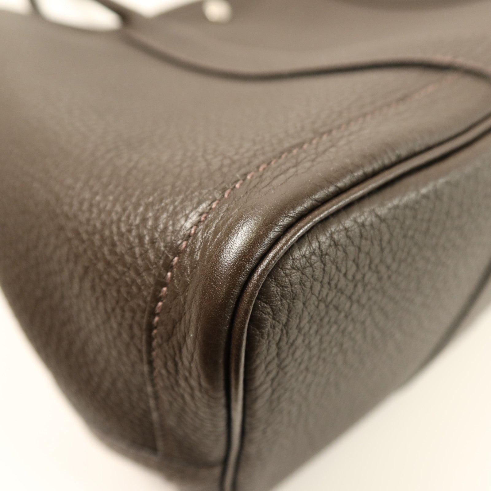 HERMES Negonda皮革Garden Party PM銀扣手挽袋 Chocolat