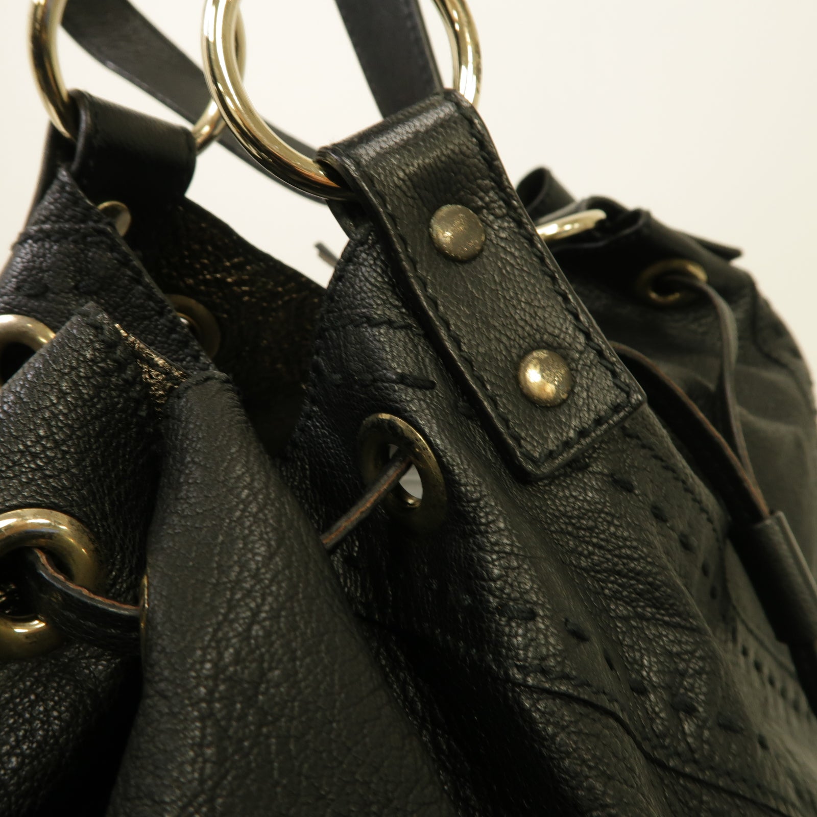 SAINT LAURENT 牛皮皮革2 Way Bag 銀扣手挽肩背兩用袋黑色