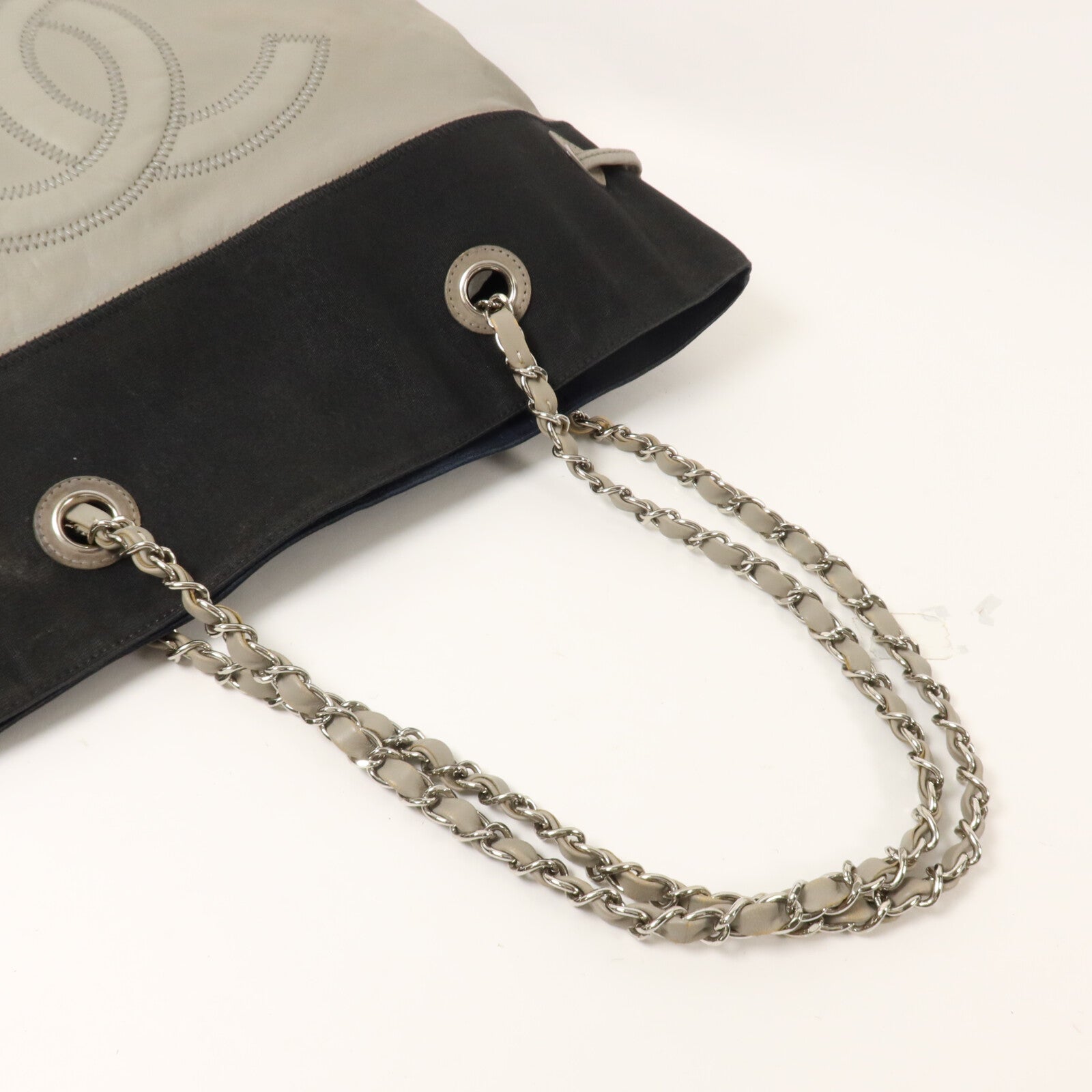 CHANEL PVC Vinyl CC Tote鏈帶肩背袋