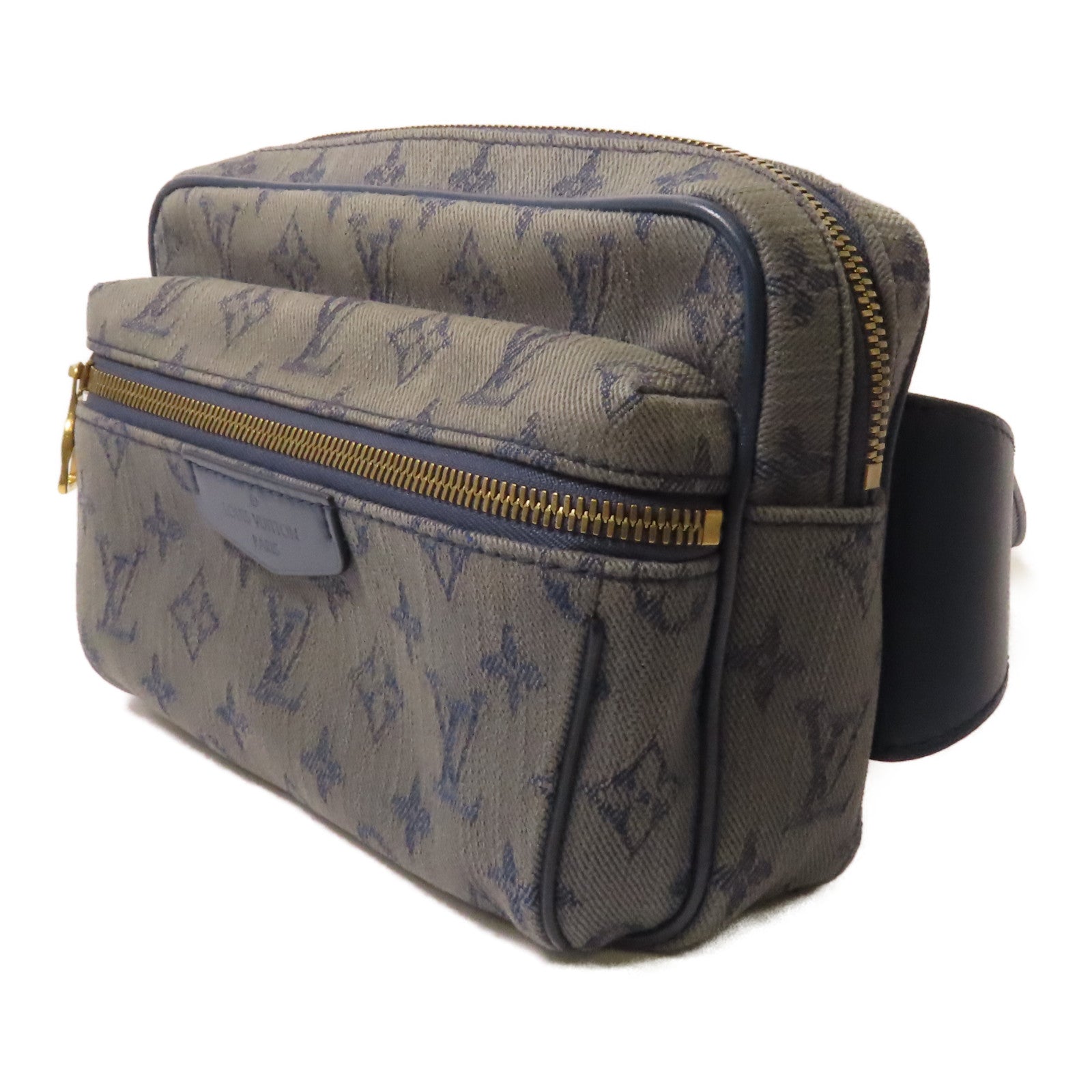 LOUIS VUITTON 【激減優惠】Monogram Denim Bum Bag Outdoor金扣腰包藍色
