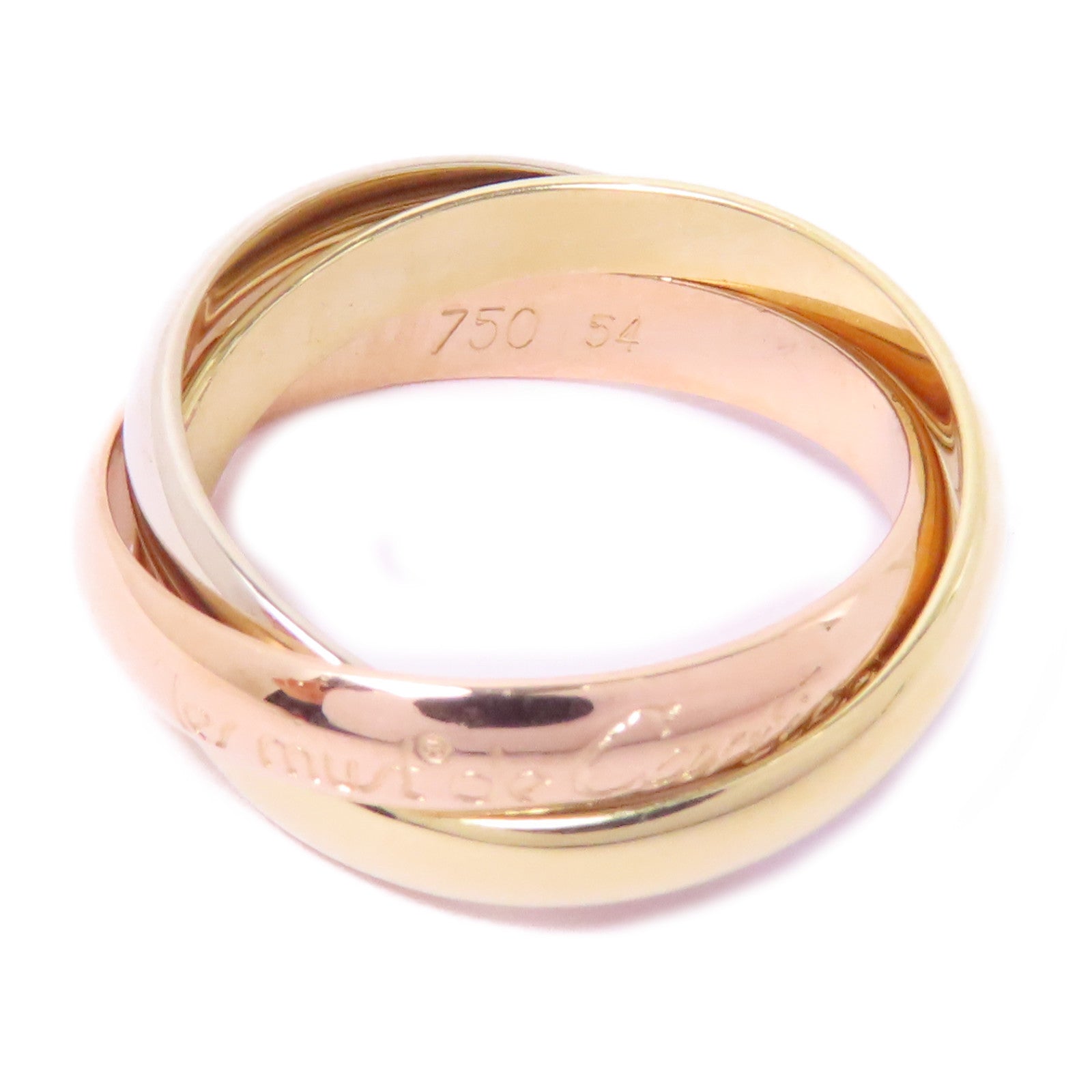 CARTIER 18K黃金/白金/玫瑰金Trinity Ring戒指Cartier#54/US#6.75