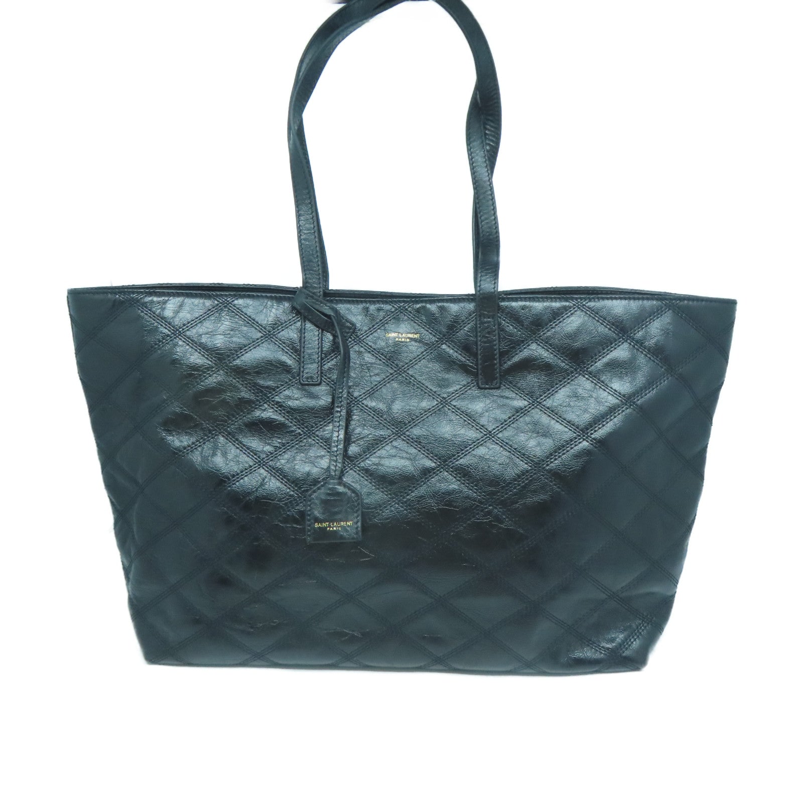 YVES SAINT LAURENT 【激減優惠】菱格牛皮皮革Tote Bag金扣手挽袋黑色