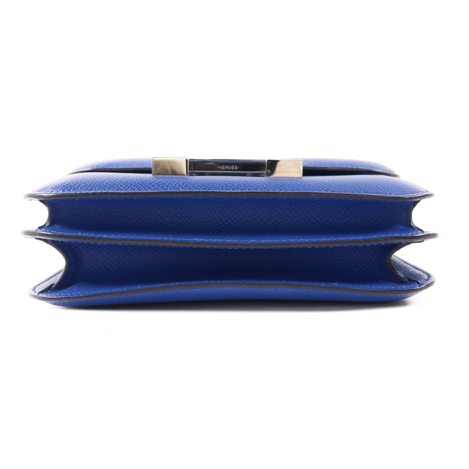 HERMES 【激減優惠】Epsom皮革Constance Mini銀扣手挽肩背兩用袋Bleu France