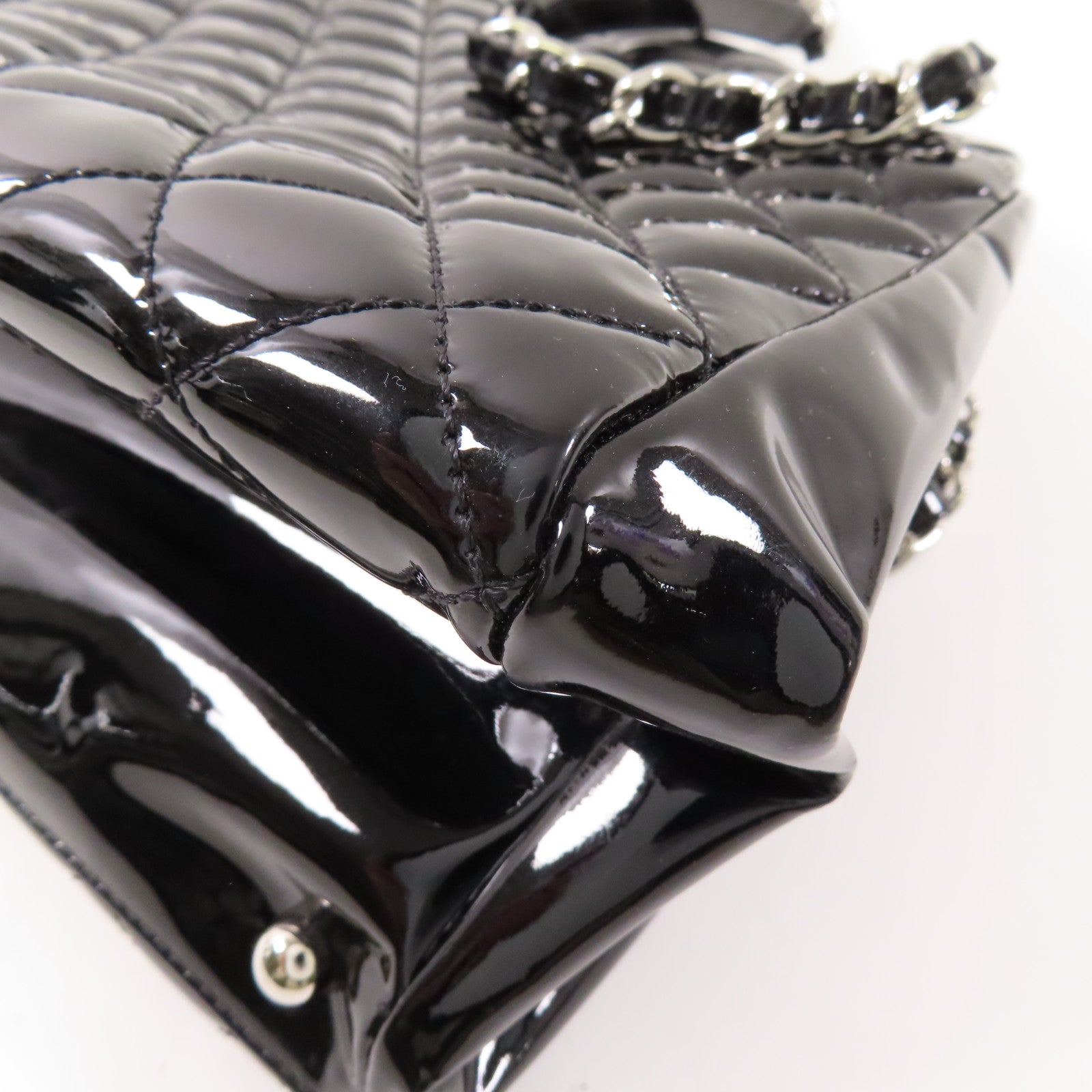 CHANEL 【激減優惠】漆皮皮革Tote Bag銀扣手挽袋