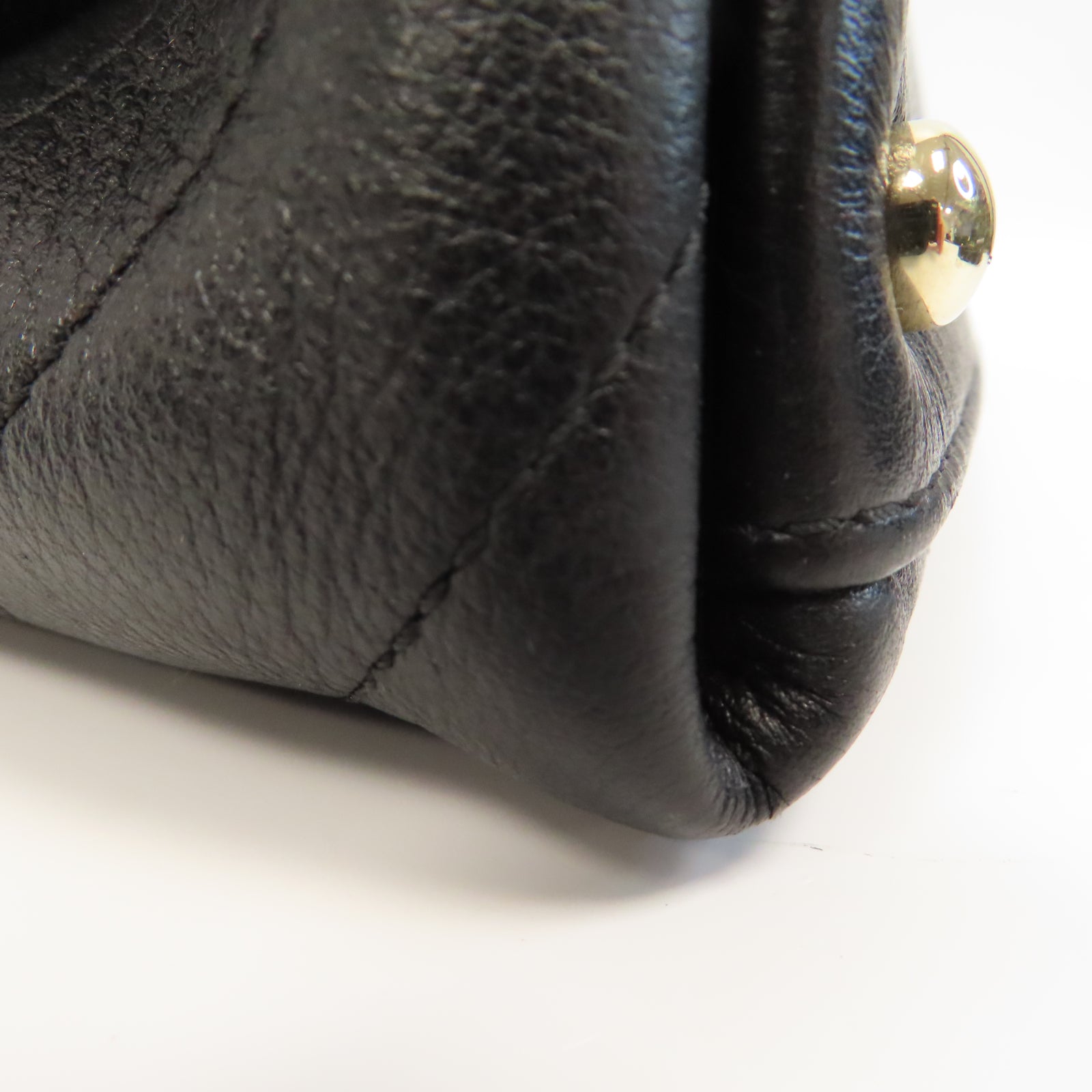 CHANEL 斜紋牛皮皮革Top Handle金扣手挽肩背兩用袋黑色