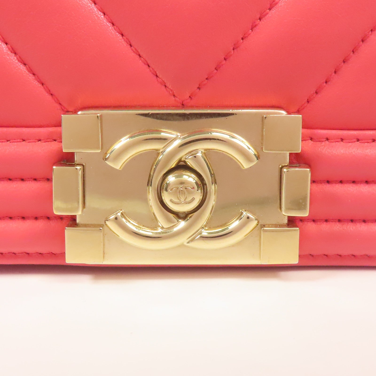 CHANEL CC GHW Boy 25 Chain Shoulder Bag Calfskin Leather Pink