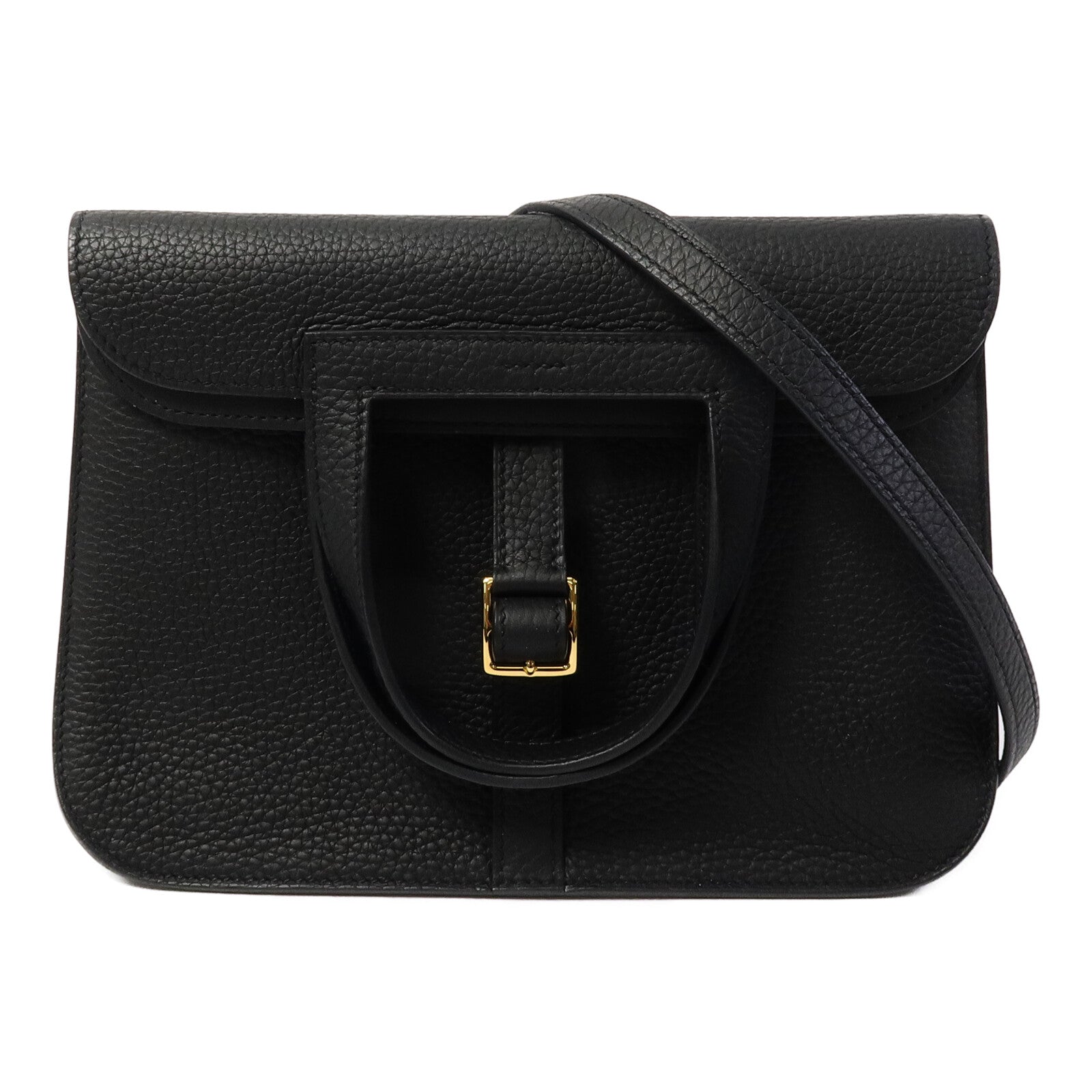 HERMES Clemence皮革Halzan 25肩背袋Noir