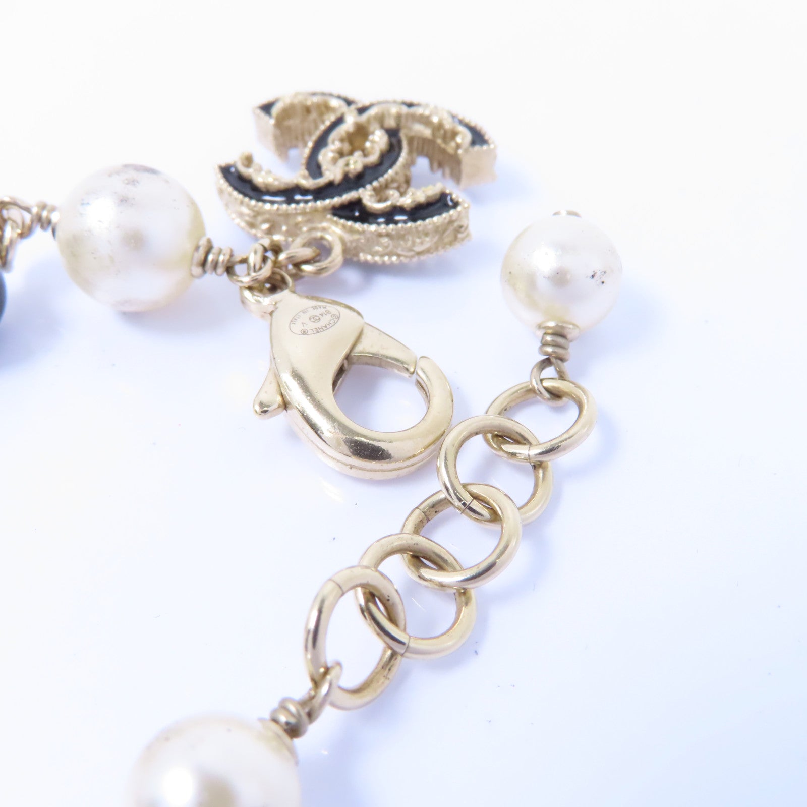 CHANEL PVC/金屬Bracelet手鏈白色/黑色金色