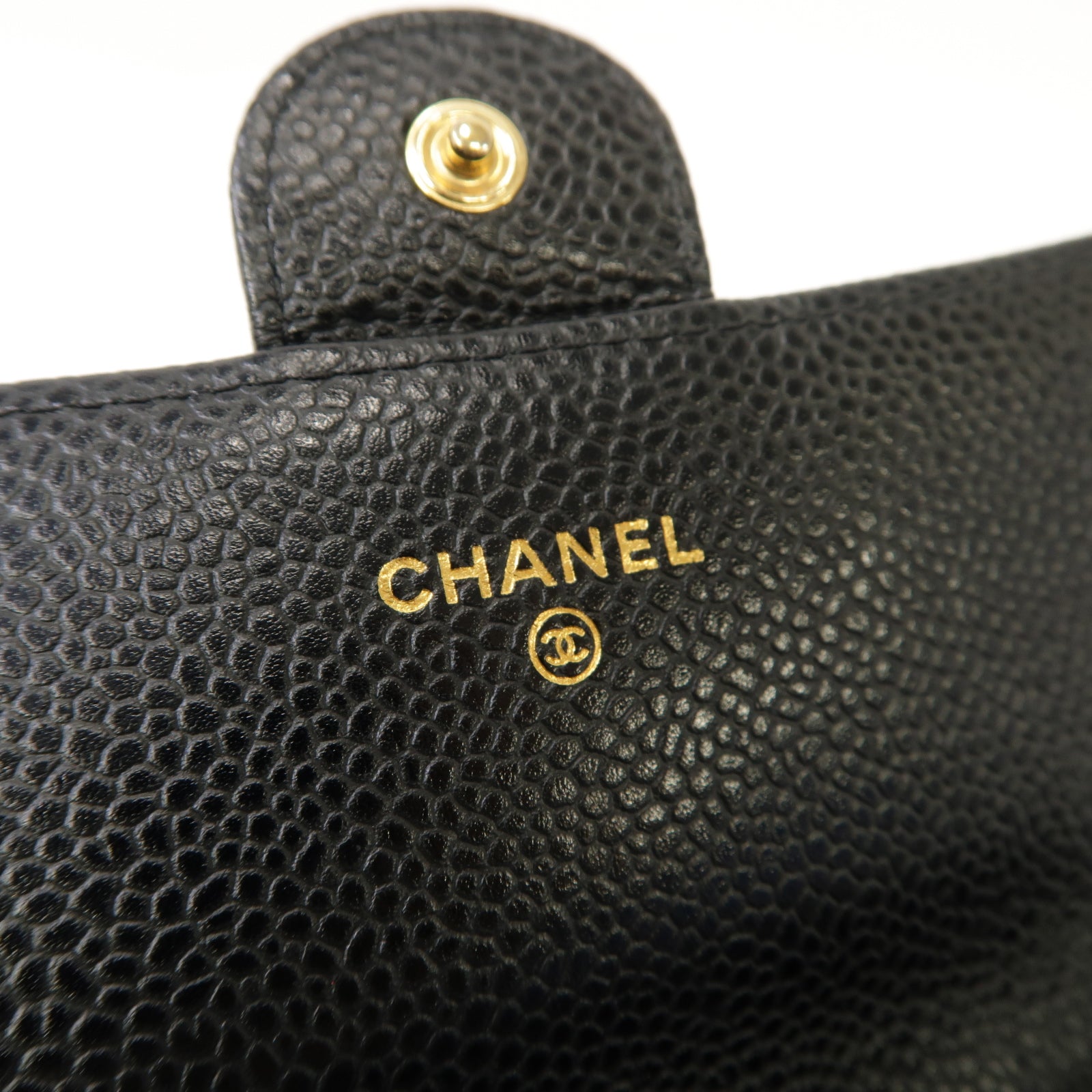 CHANEL 菱格Caviar皮革Long Wallet金扣長錢包黑色