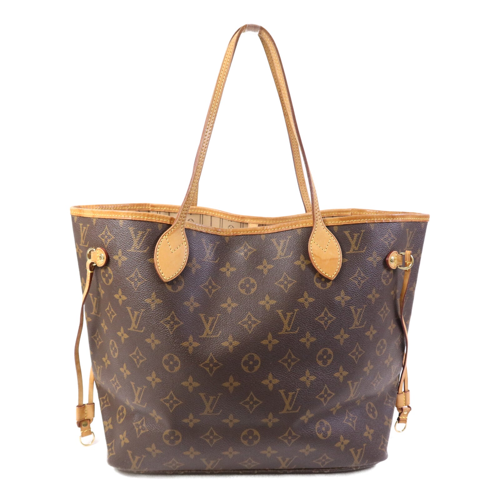 LOUIS VUITTON Monogram Neverfull MM金扣手挽袋