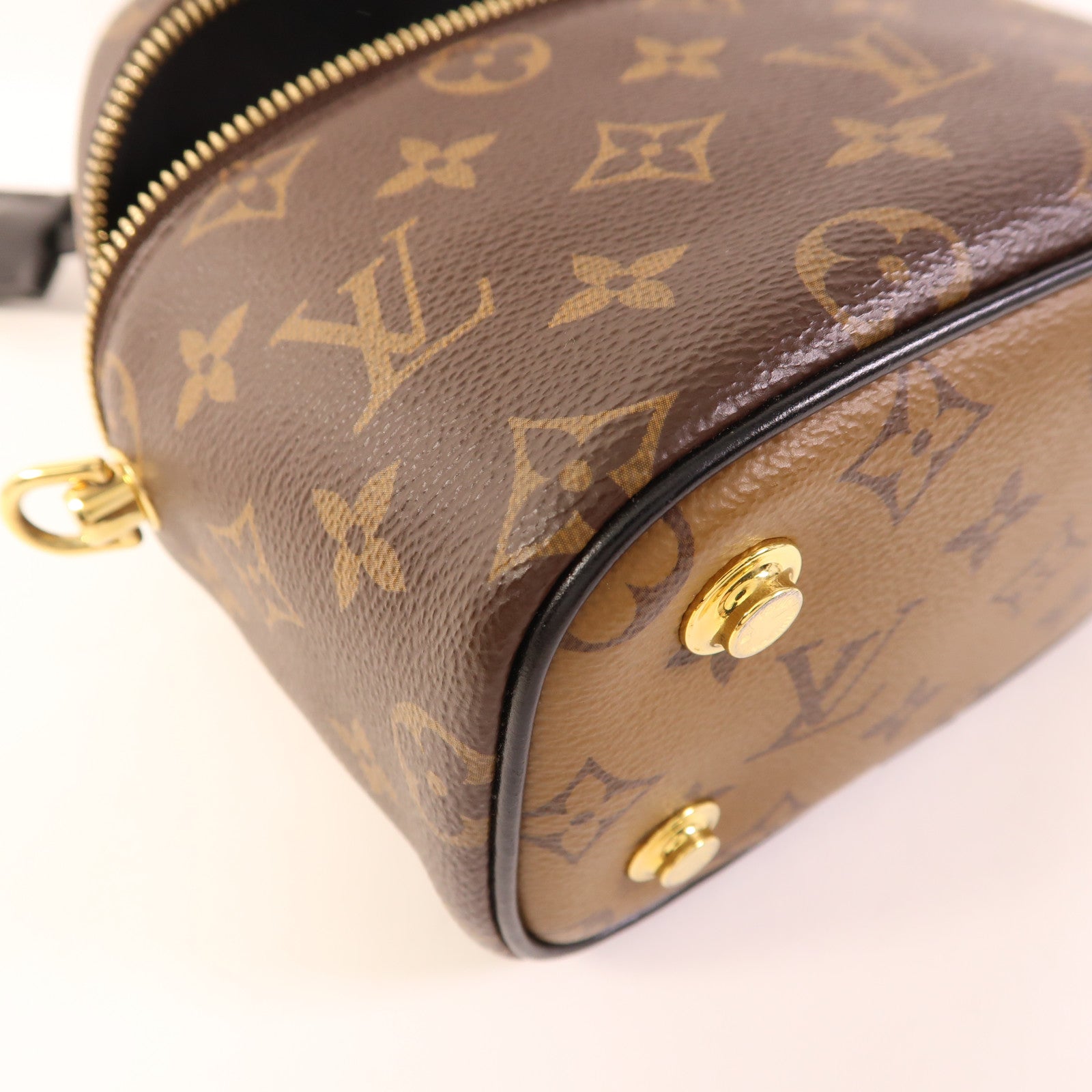 LOUIS VUITTON Monogram Reverse Vanity PM金扣手挽肩背兩用袋棕色