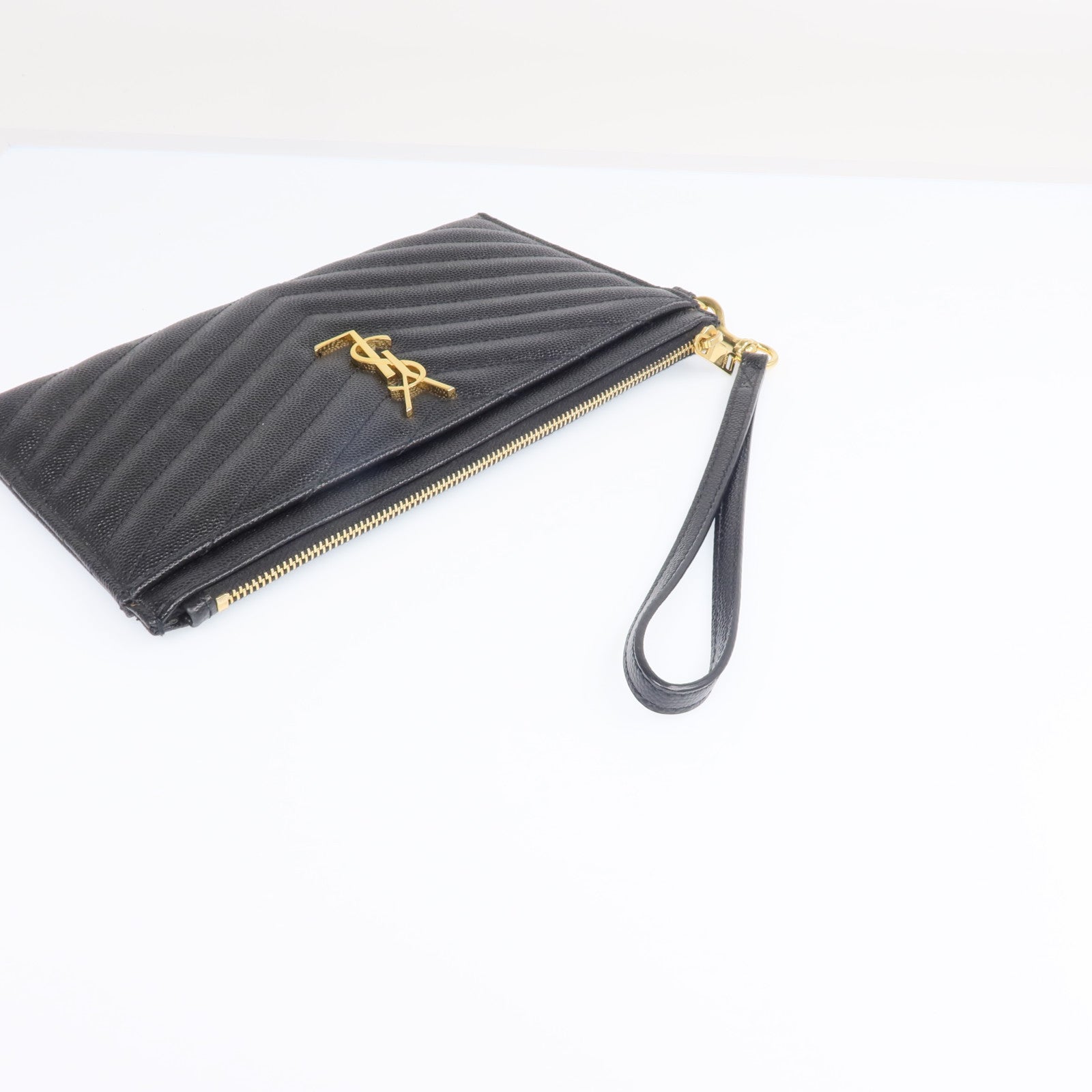 SAINT LAURENT 牛皮皮革Bill Large Pouch金扣手拿包