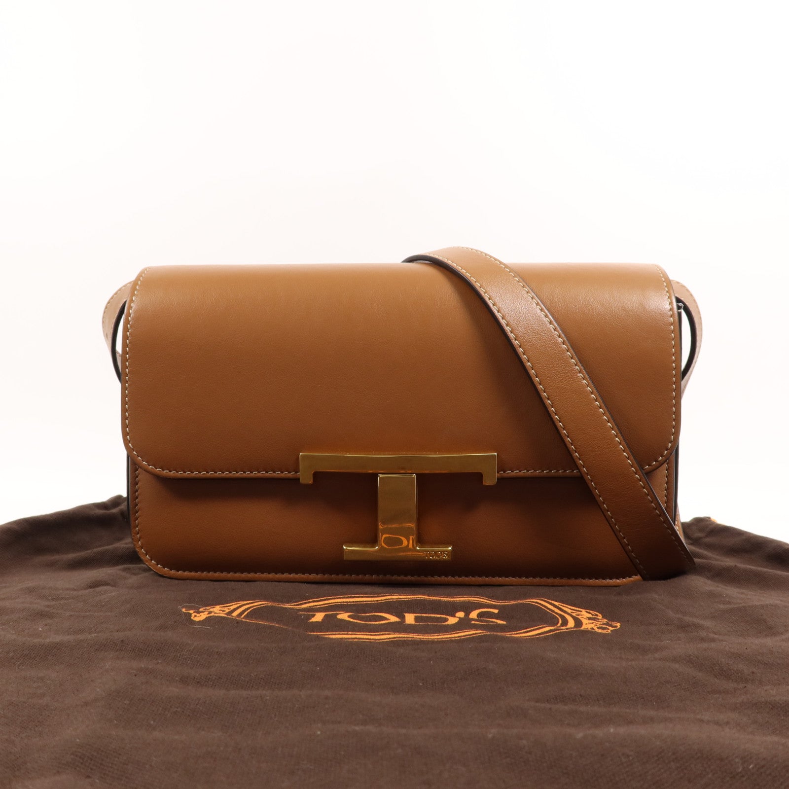 TOD'S 牛皮皮革T Timeless Mini金扣肩背袋