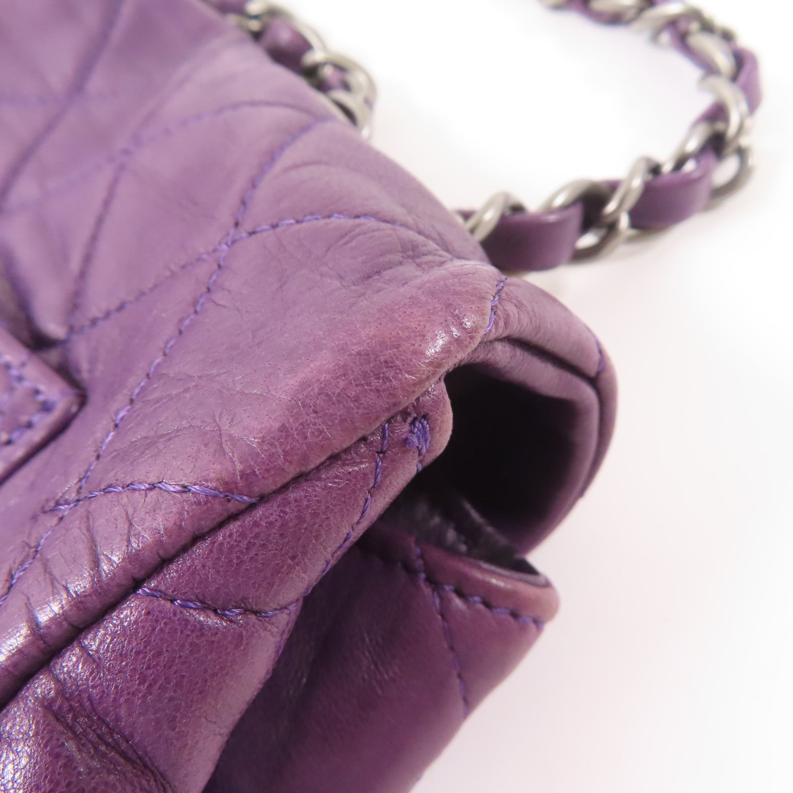 CHANEL 羊皮皮革Chain Shoulder Bag鏈帶肩背袋紫色