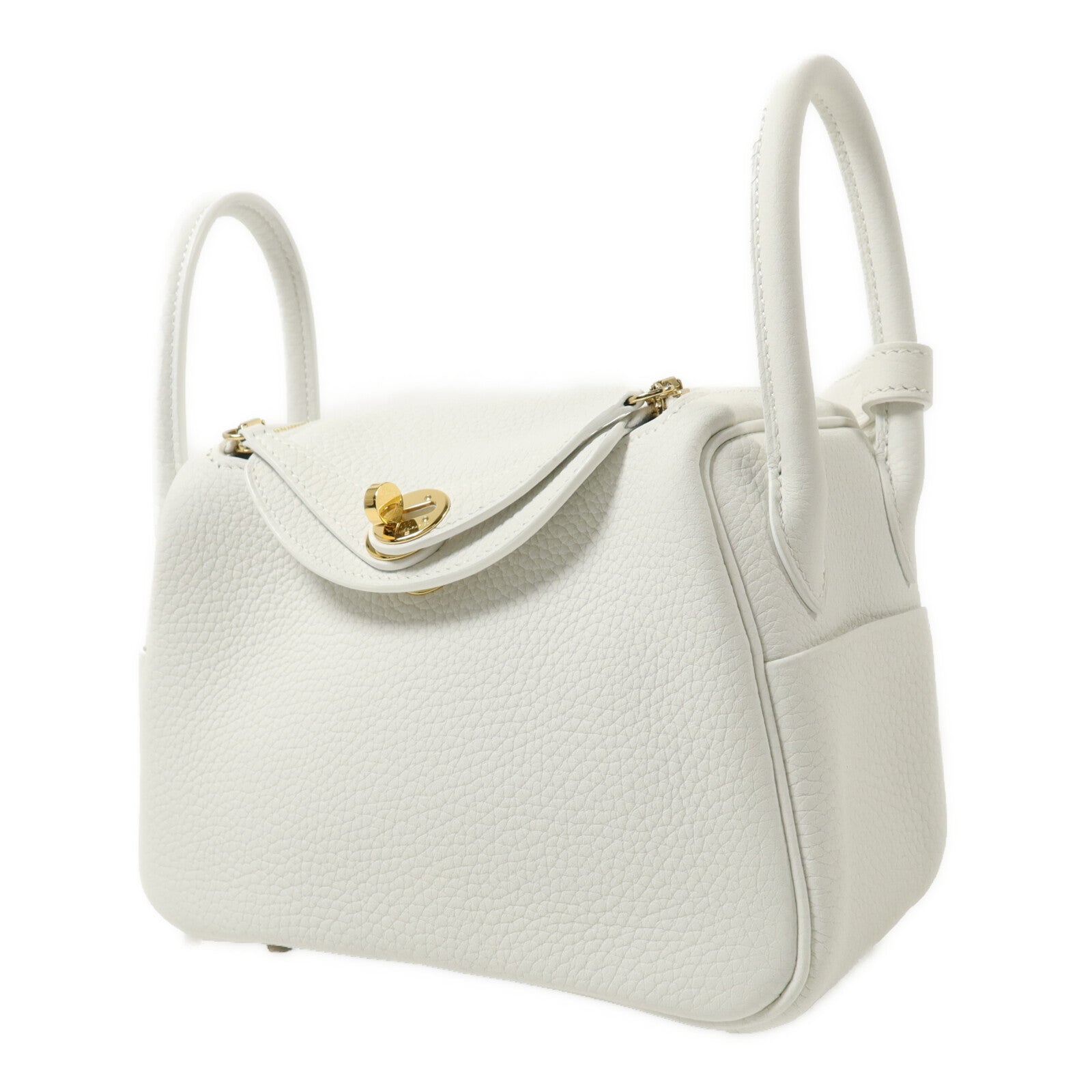 HERMES Clemence皮革Mini Lindy手挽肩背兩用袋New White