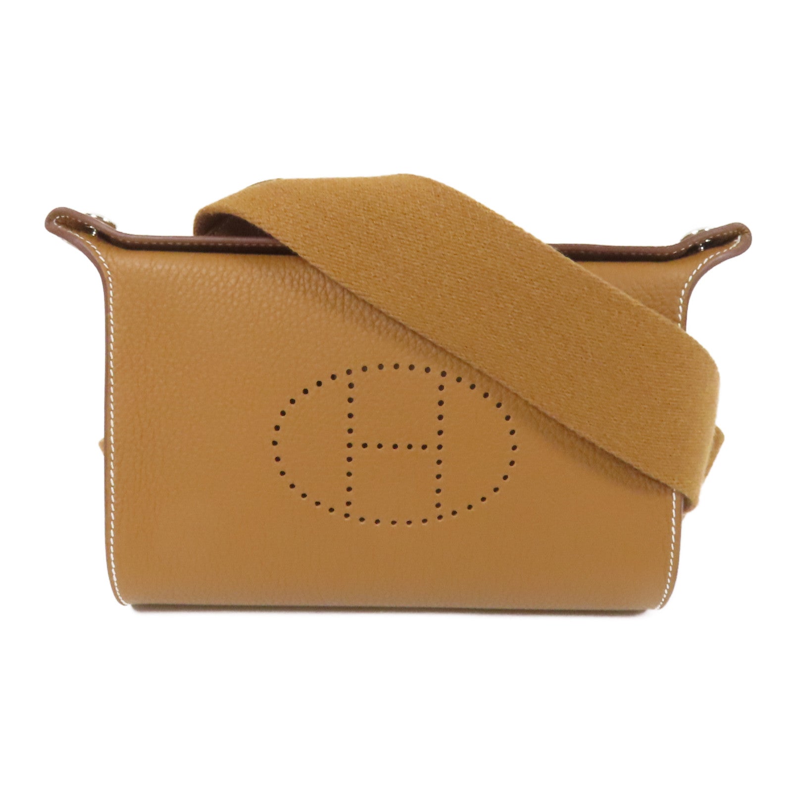 HERMES Togo皮革Videpoches銀扣肩背袋Gold