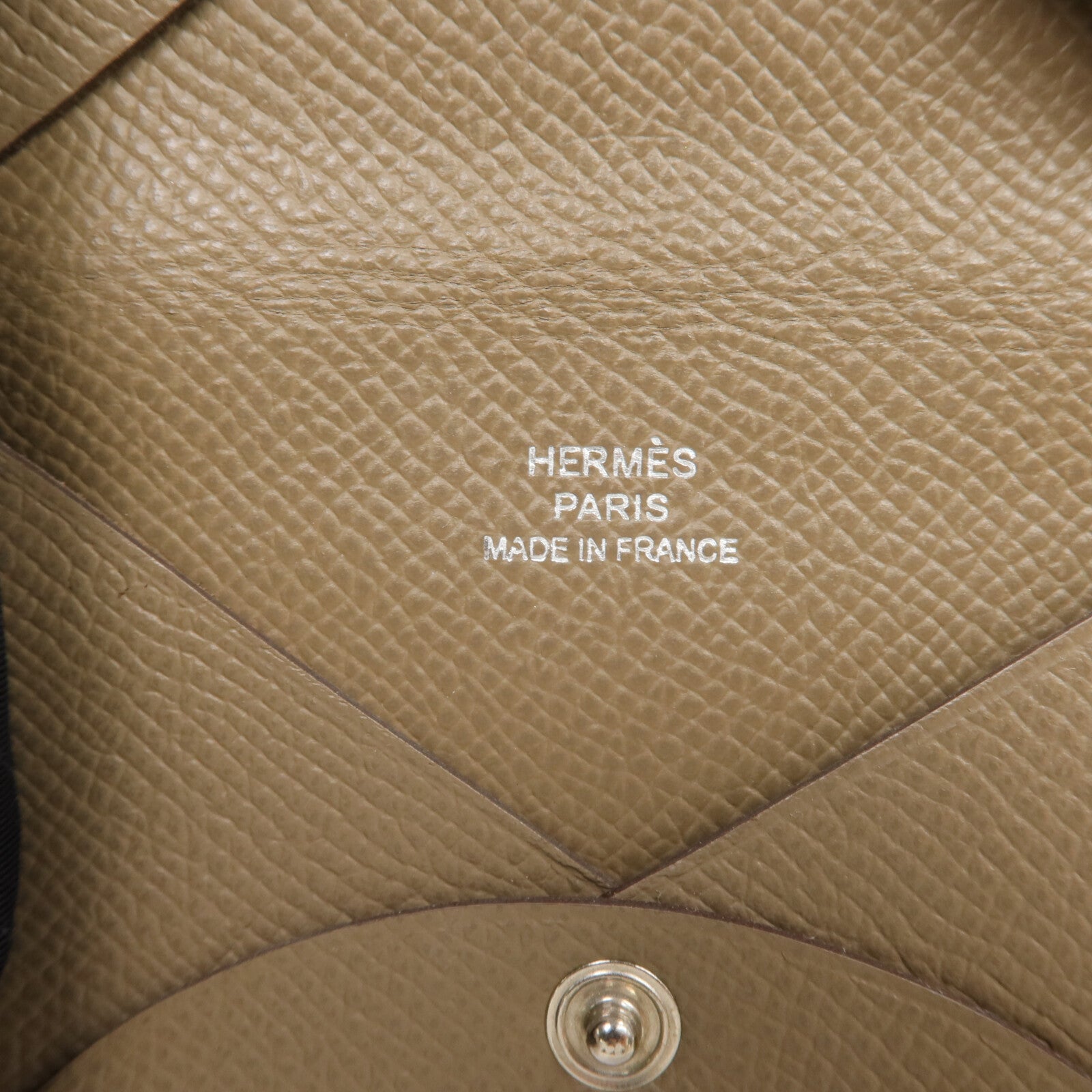 HERMES Epsom皮革Calvi卡片套Etoupe