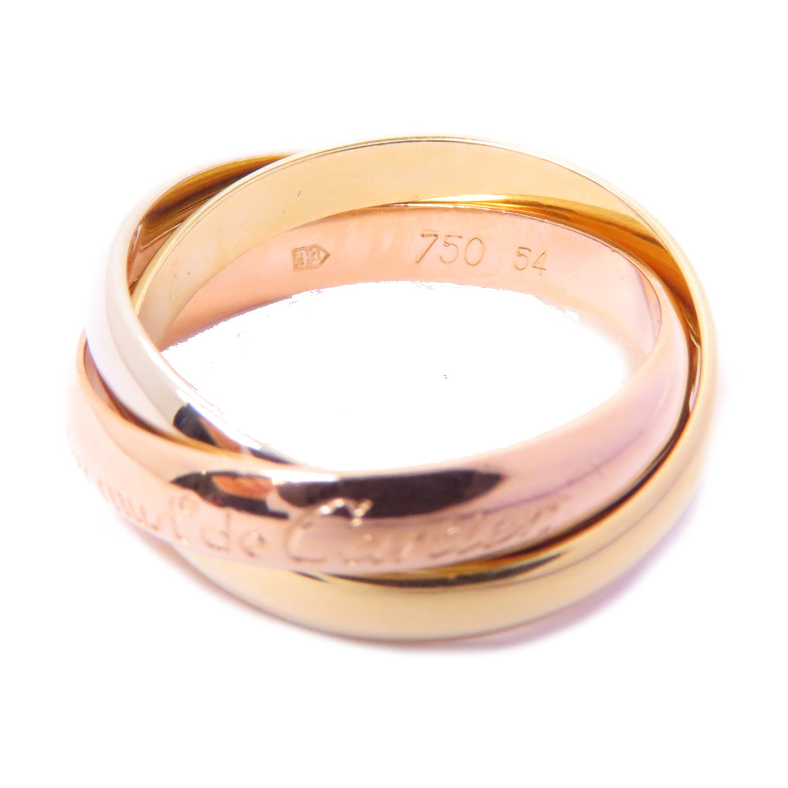 CARTIER 18K黃金/白金/玫瑰金Trinity Ring戒指Cartier#54/US#6.75