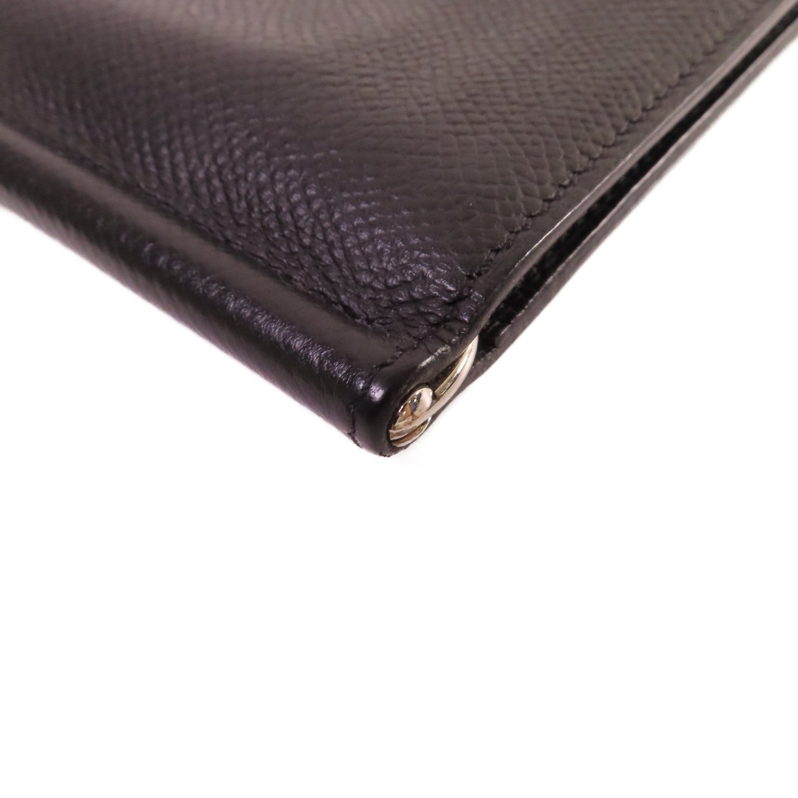 HERMES 【激減優惠】Epsom皮革Money Clip Wallet銀扣鈔夾錢包黑色