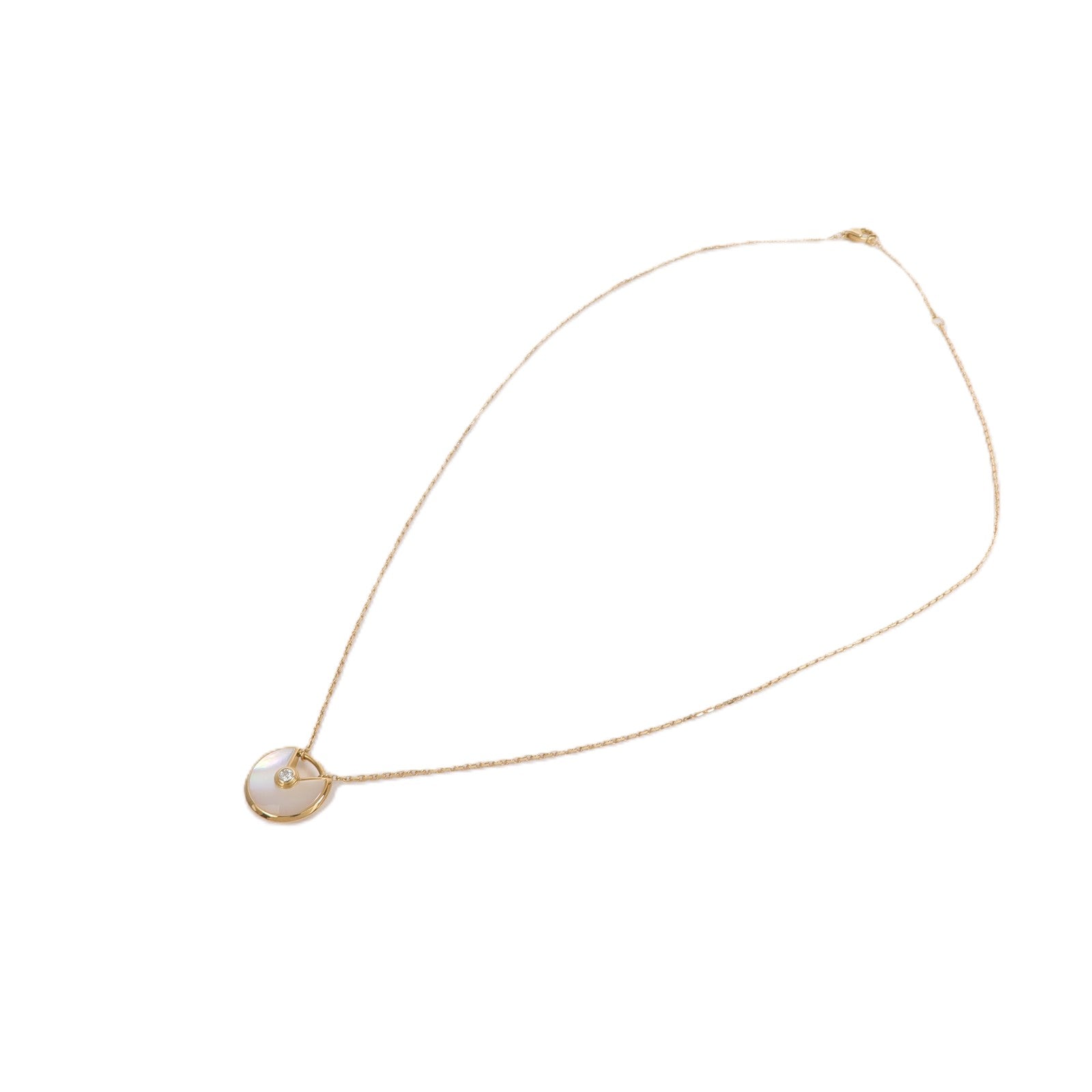 CARTIER 18K黃金Amulette de Cartier珍珠母貝/鑽石項鍊