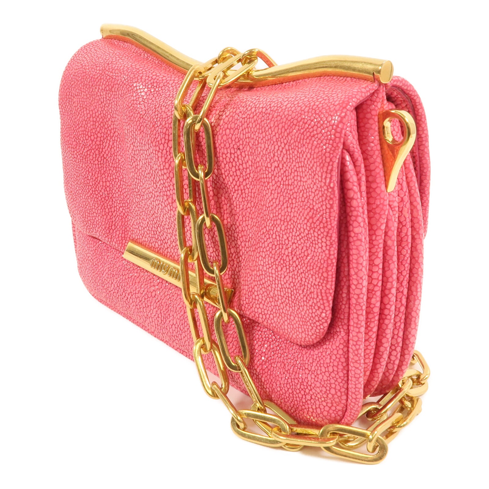 Miu Miu 【激減優惠】牛皮皮革Shoulder Bag金扣鏈帶肩背袋