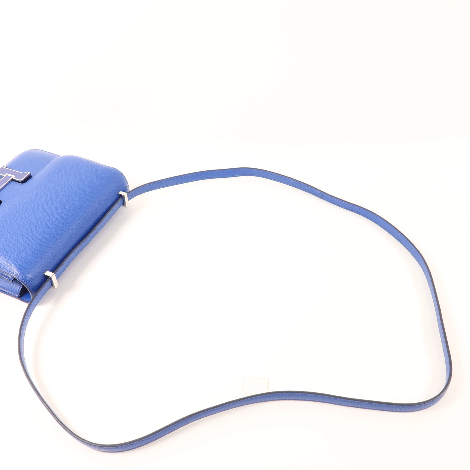 HERMES 【激減優惠】Epsom皮革Constance Mini銀扣手挽肩背兩用袋Bleu France
