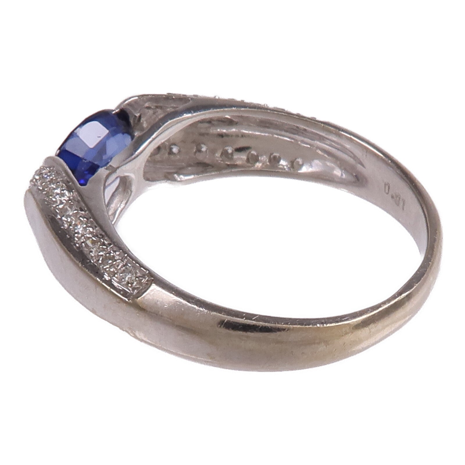 JEWELRY 18K白金Sapphire Diamond Ring藍寶石/鑽石戒指US#6.75