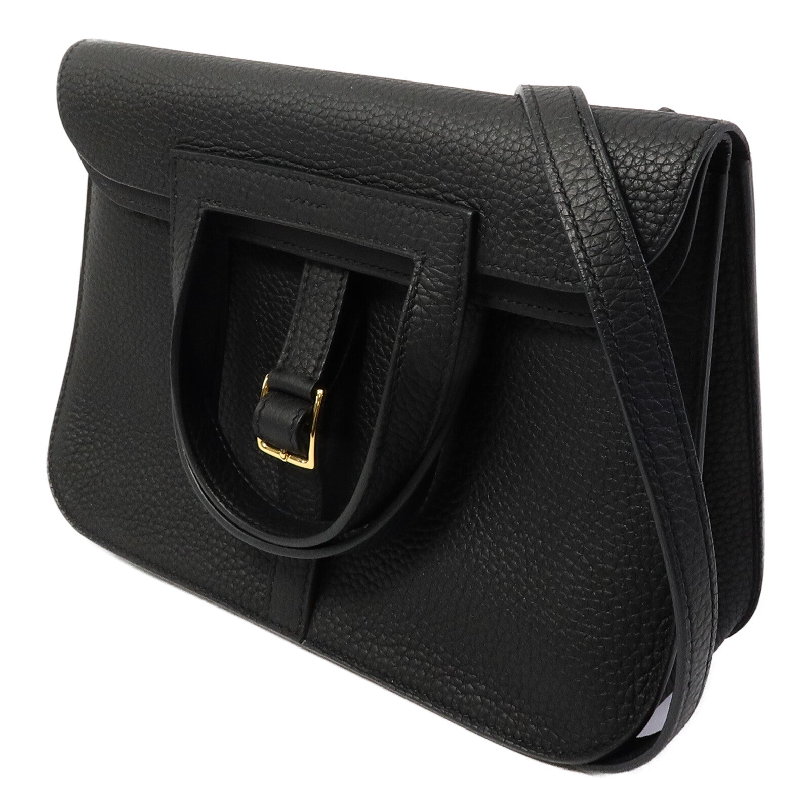 HERMES Clemence皮革Halzan 25肩背袋Noir