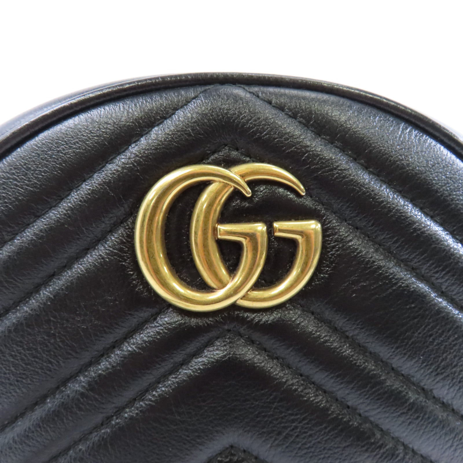 GUCCI 【激減優惠】牛皮皮革GG Marmont金扣鏈帶肩背袋黑色