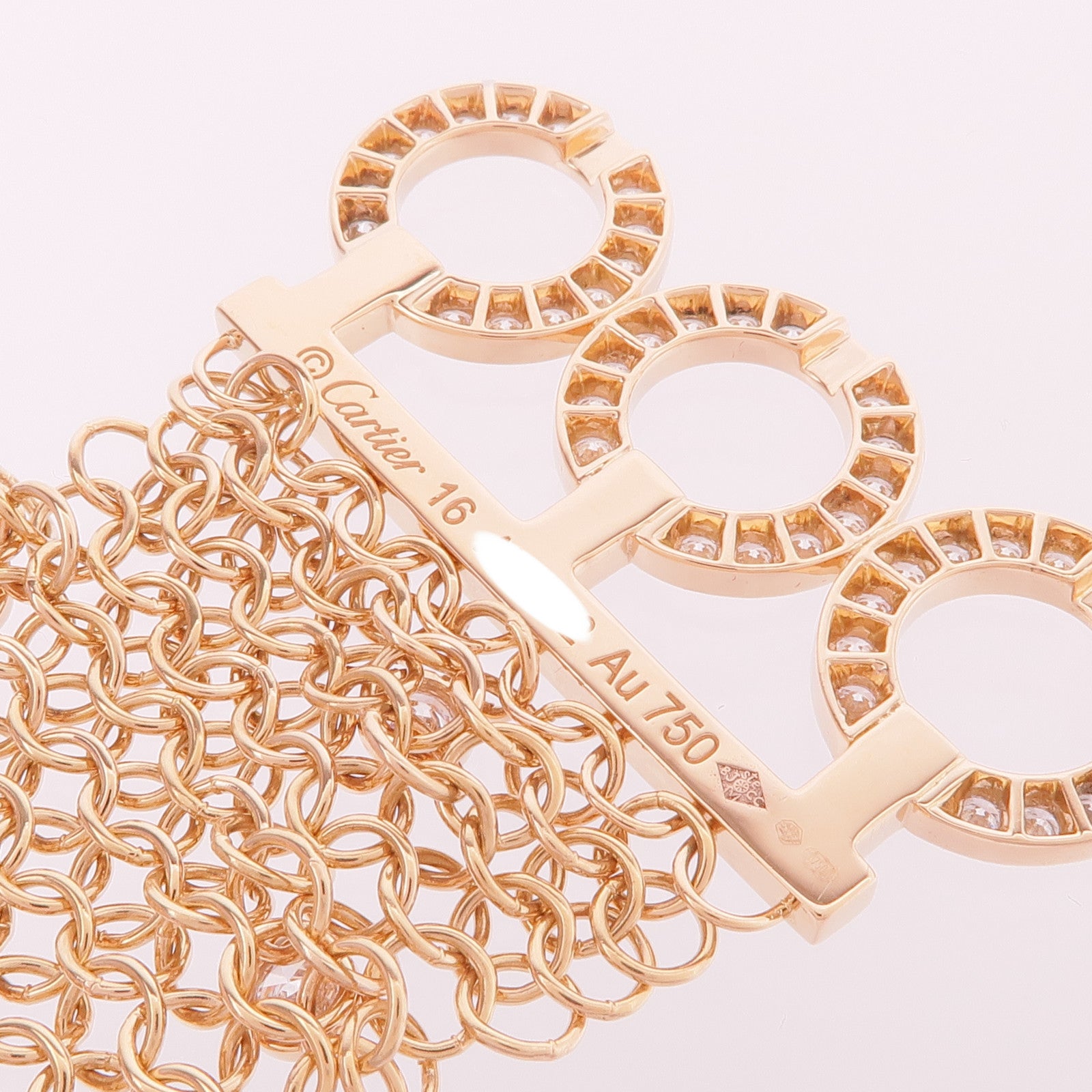 CARTIER 18K玫瑰金Agrafe BraceletDiamond Bracelet鑽石手鏈Cartier#16