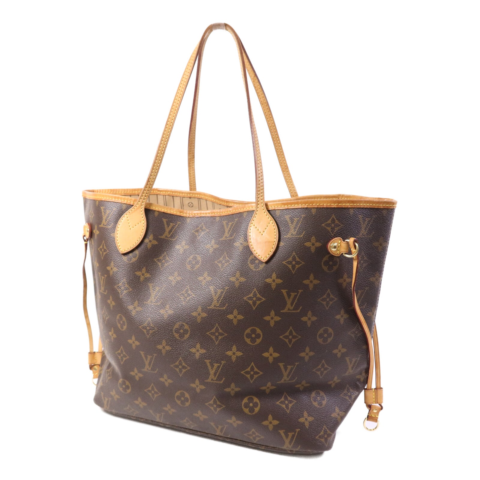 LOUIS VUITTON Monogram Neverfull MM金扣手挽袋