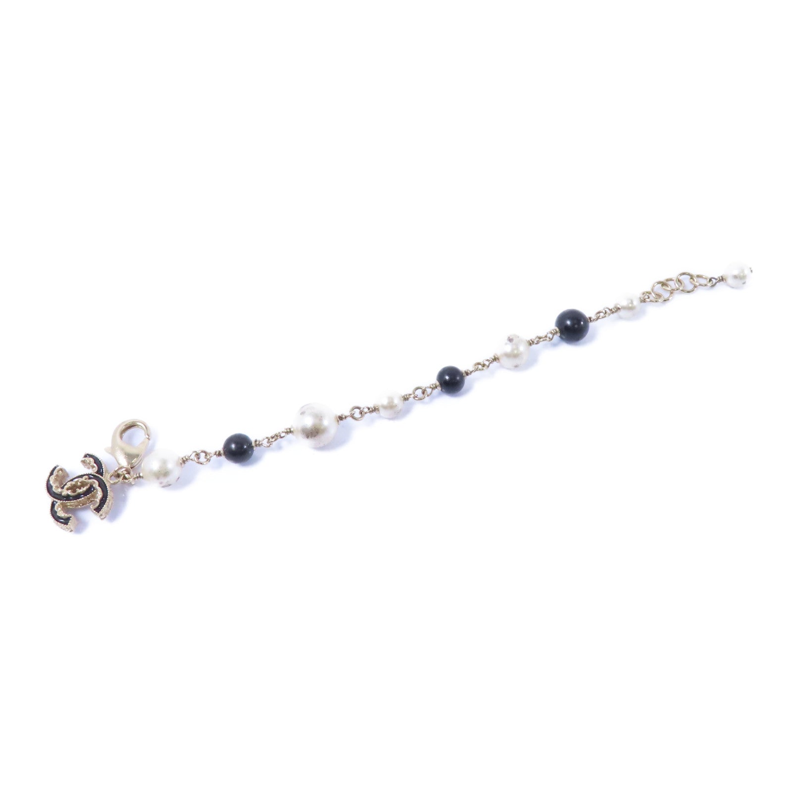 CHANEL PVC/金屬Bracelet手鏈白色/黑色金色