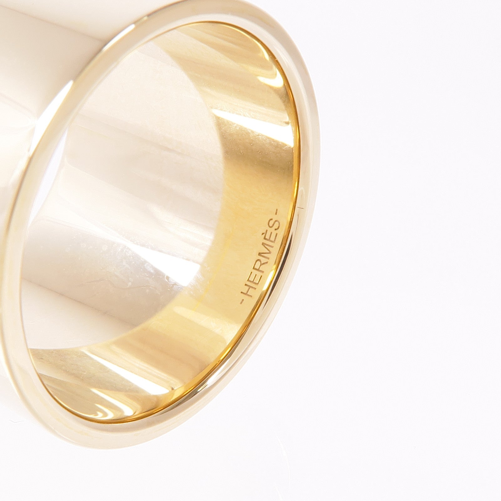 HERMES H Diamant Scarf Ring Metal Gold