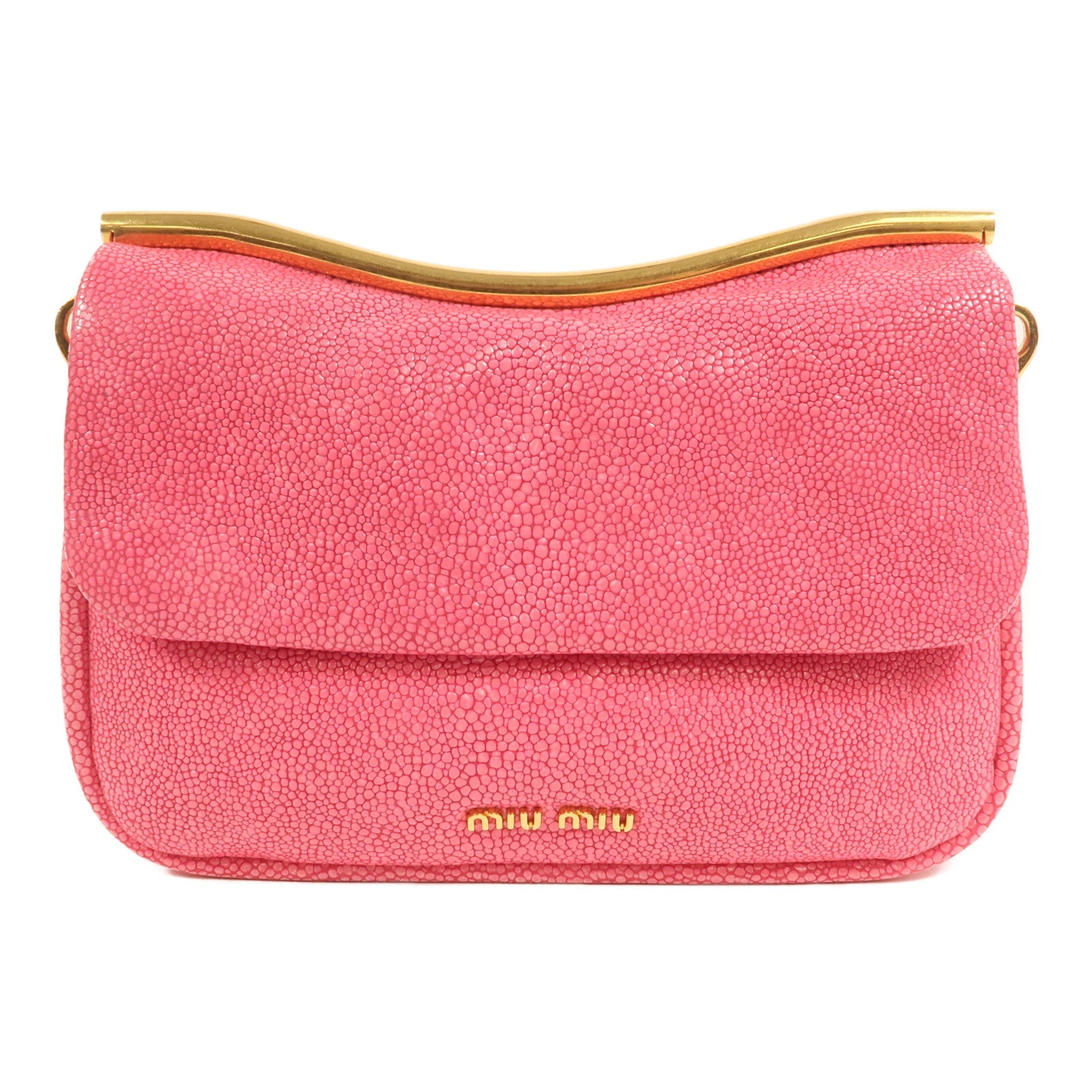 Miu Miu 牛皮皮革Shoulder Bag金扣鏈帶肩背袋