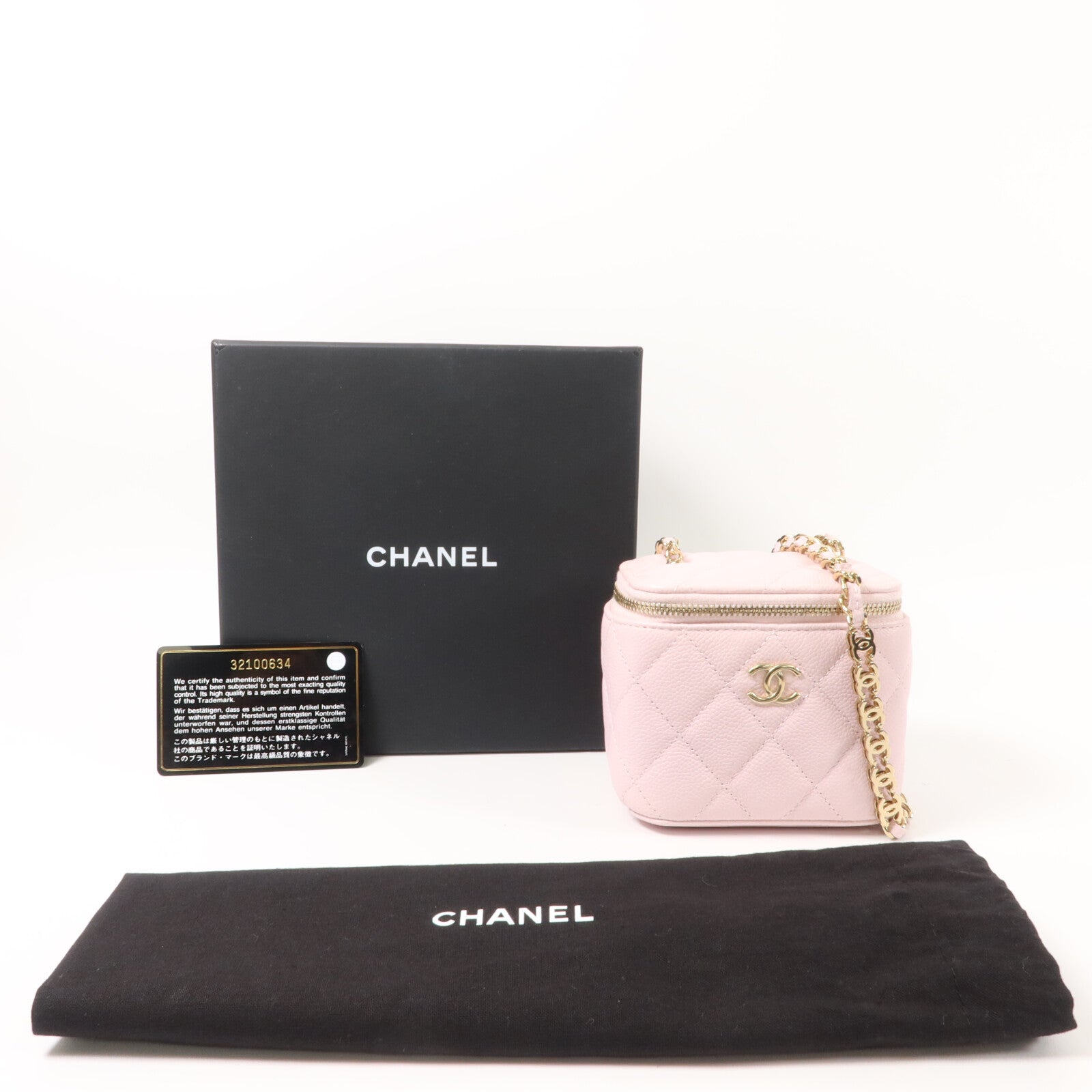 CHANEL Grained Calfskin Mini Vanity Shoulder鏈帶肩背袋