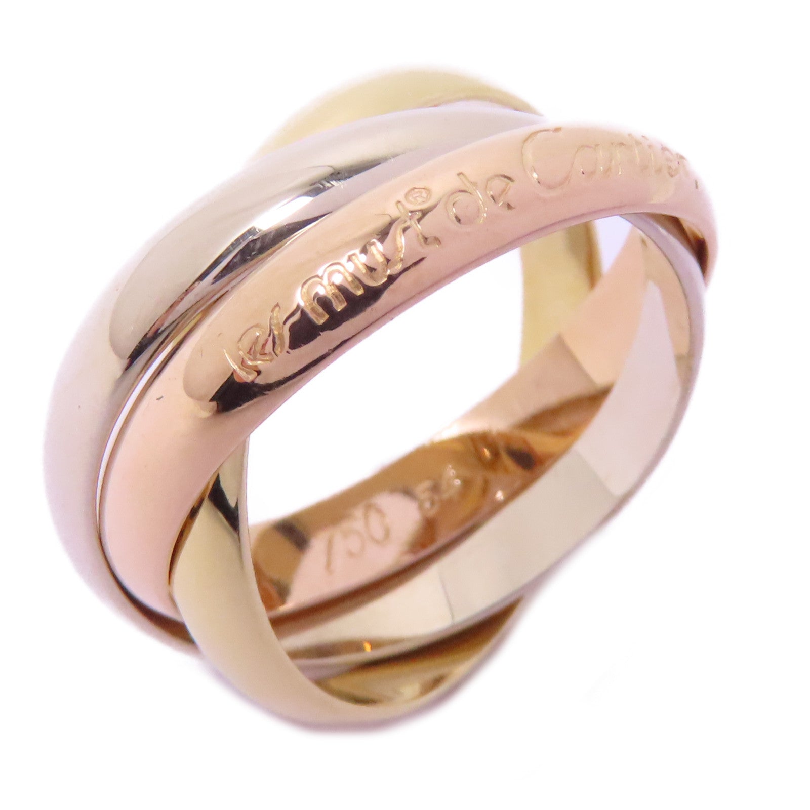 CARTIER 18K黃金/白金/玫瑰金Trinity Ring戒指Cartier#54/US#6.75