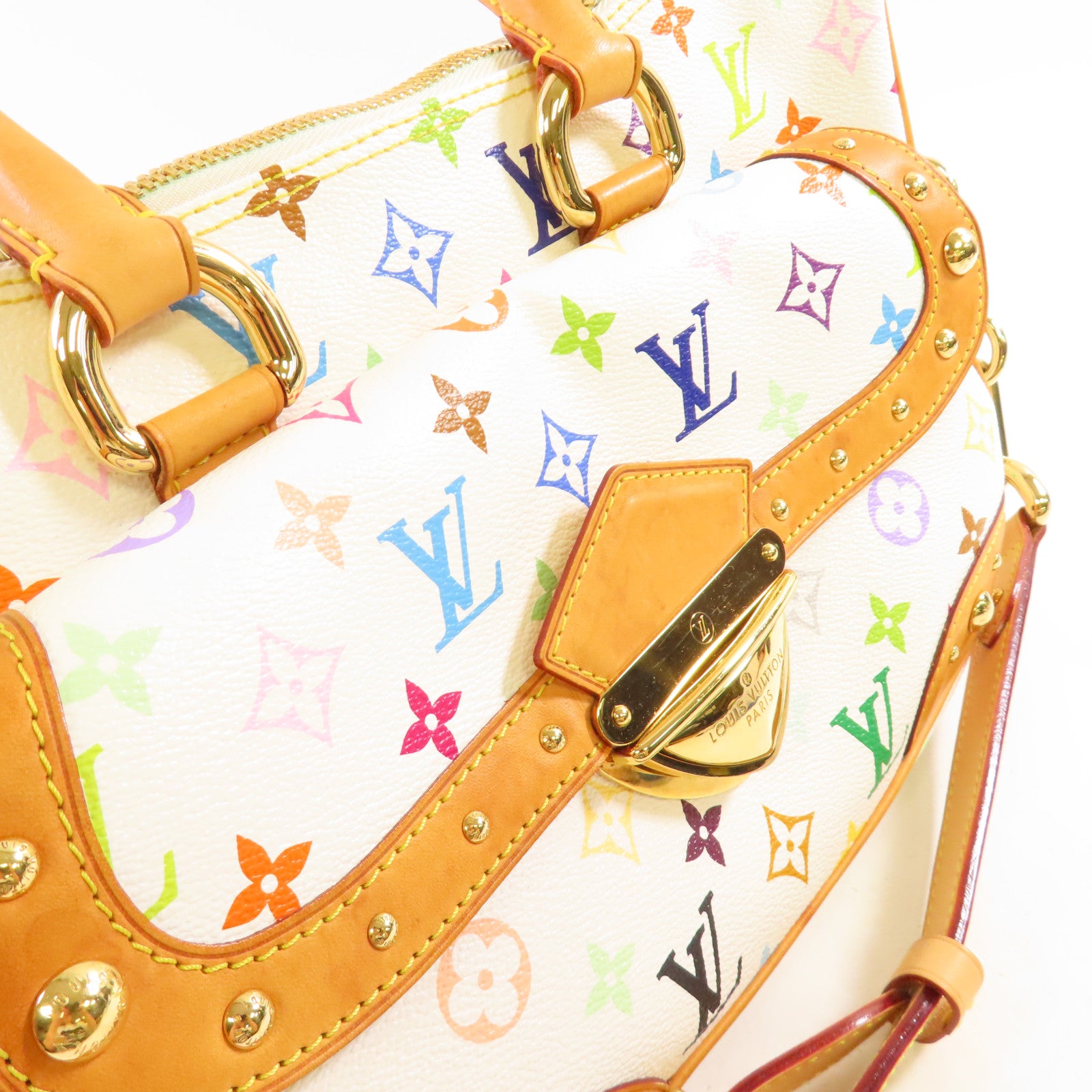 LOUIS VUITTON Monogram Multicolore Rita 2Way Shoulder Bag金扣手挽肩背兩用袋白色/彩色